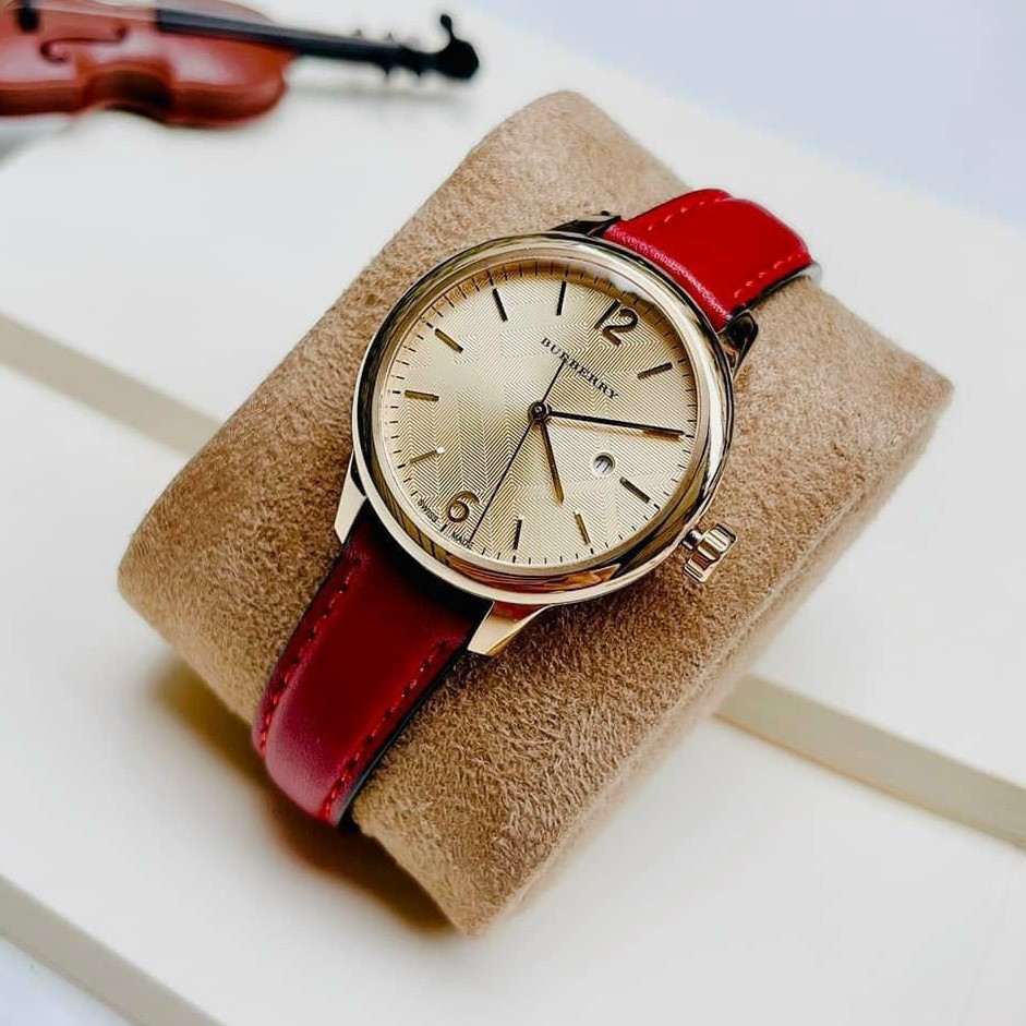 ĐỒNG HỒ NỮ BURBERRY THE CLASSIC ROUND RED LEATHER STRAP LADIES WATCH BU10102 11
