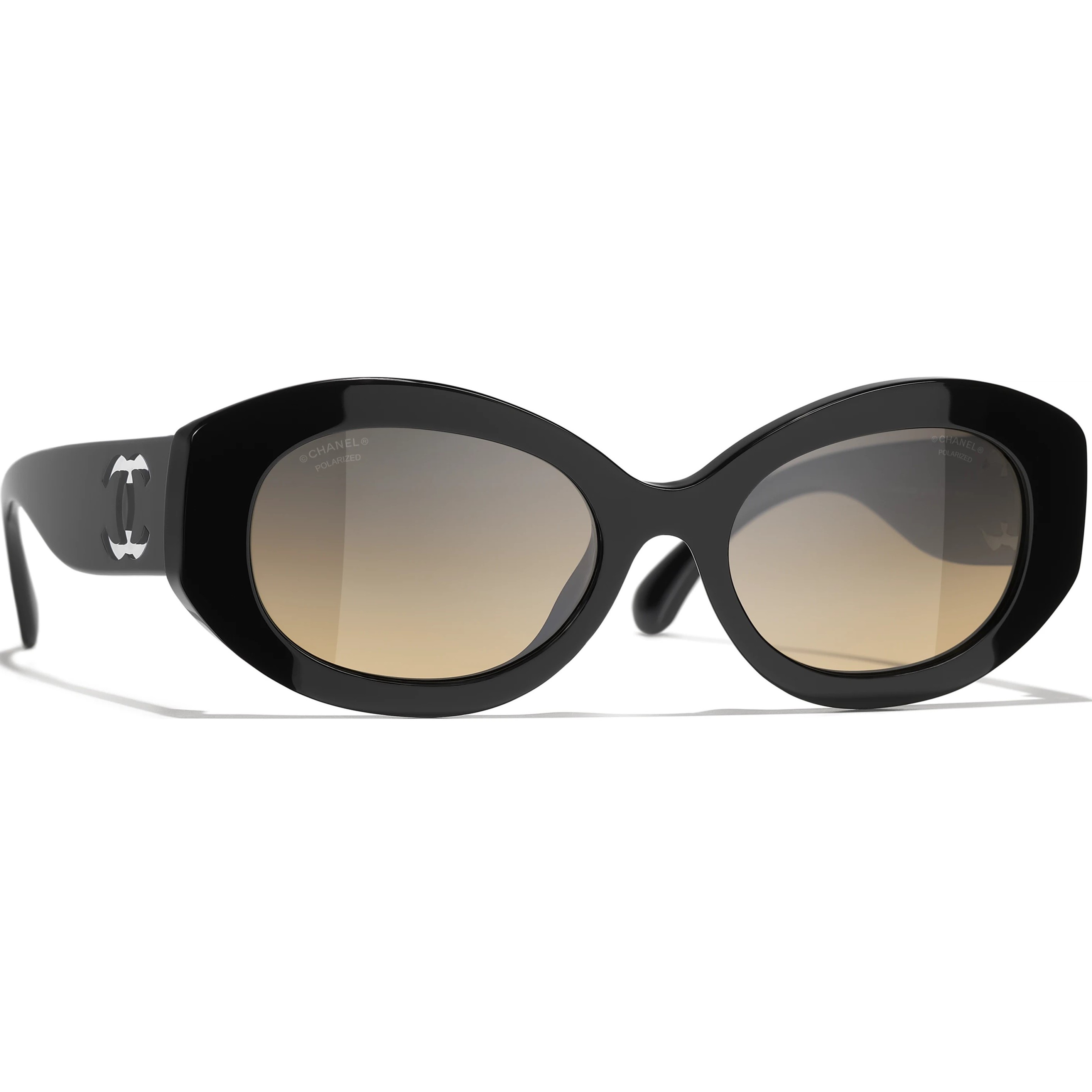 Mắt Kính Chanel Oval Sunglasses Acetate Black 5528 2