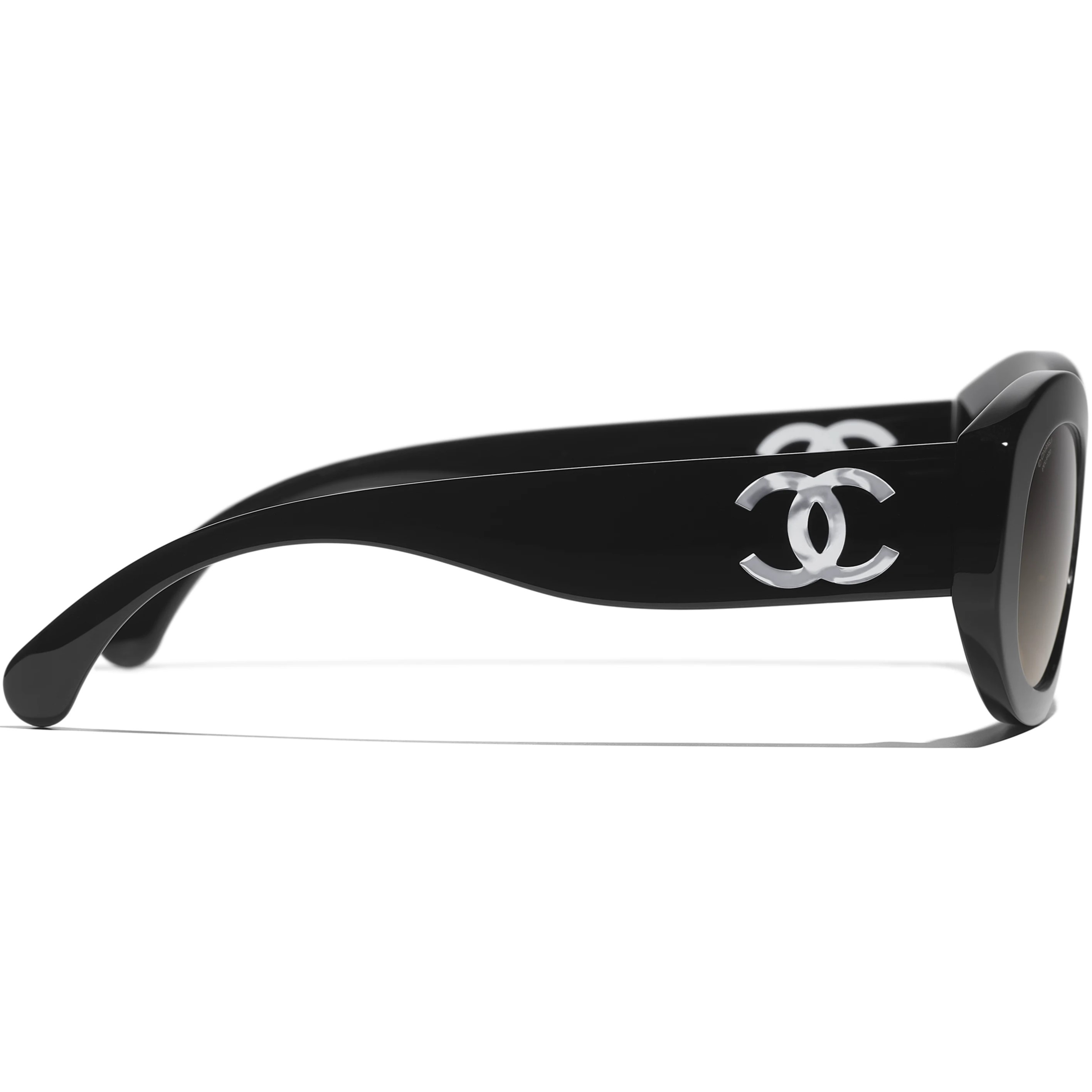 Mắt Kính Chanel Oval Sunglasses Acetate Black 5528 4