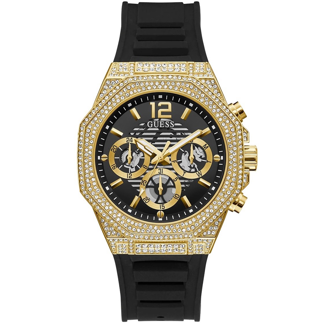Đồng hồ nam Guess Mens Black Gold Tone Multi-function Watch GW0518G2 2