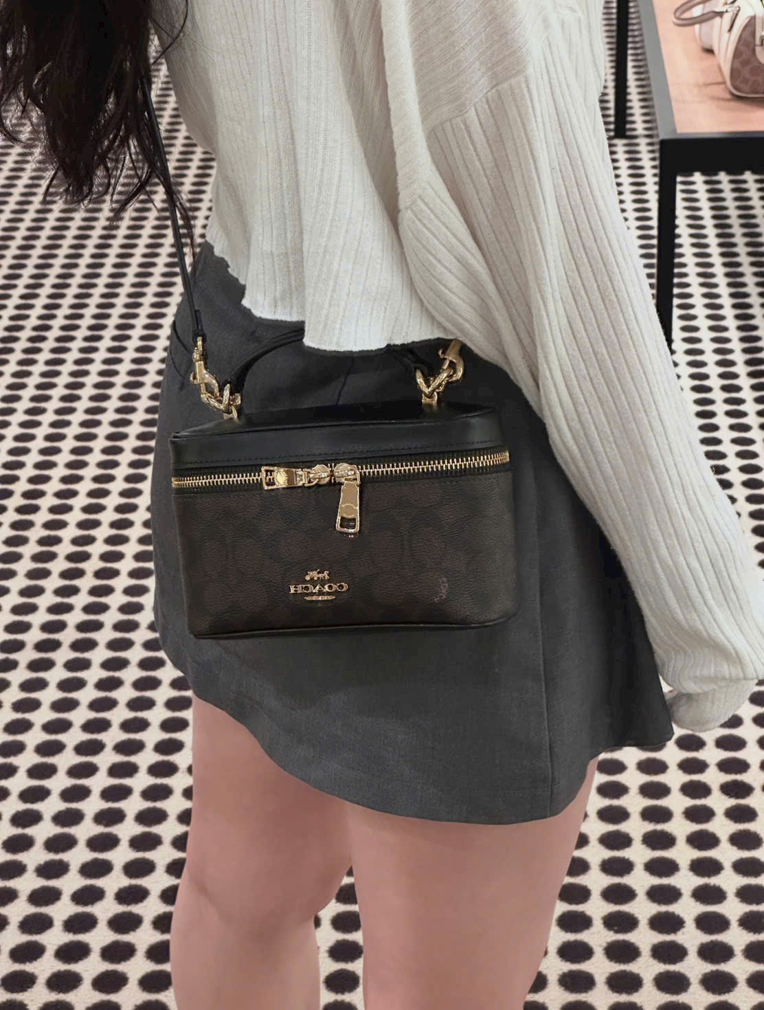 Túi Coach Rainer Crossbody Bag 18 In Signature Canvas Walnut Black CEO23 10