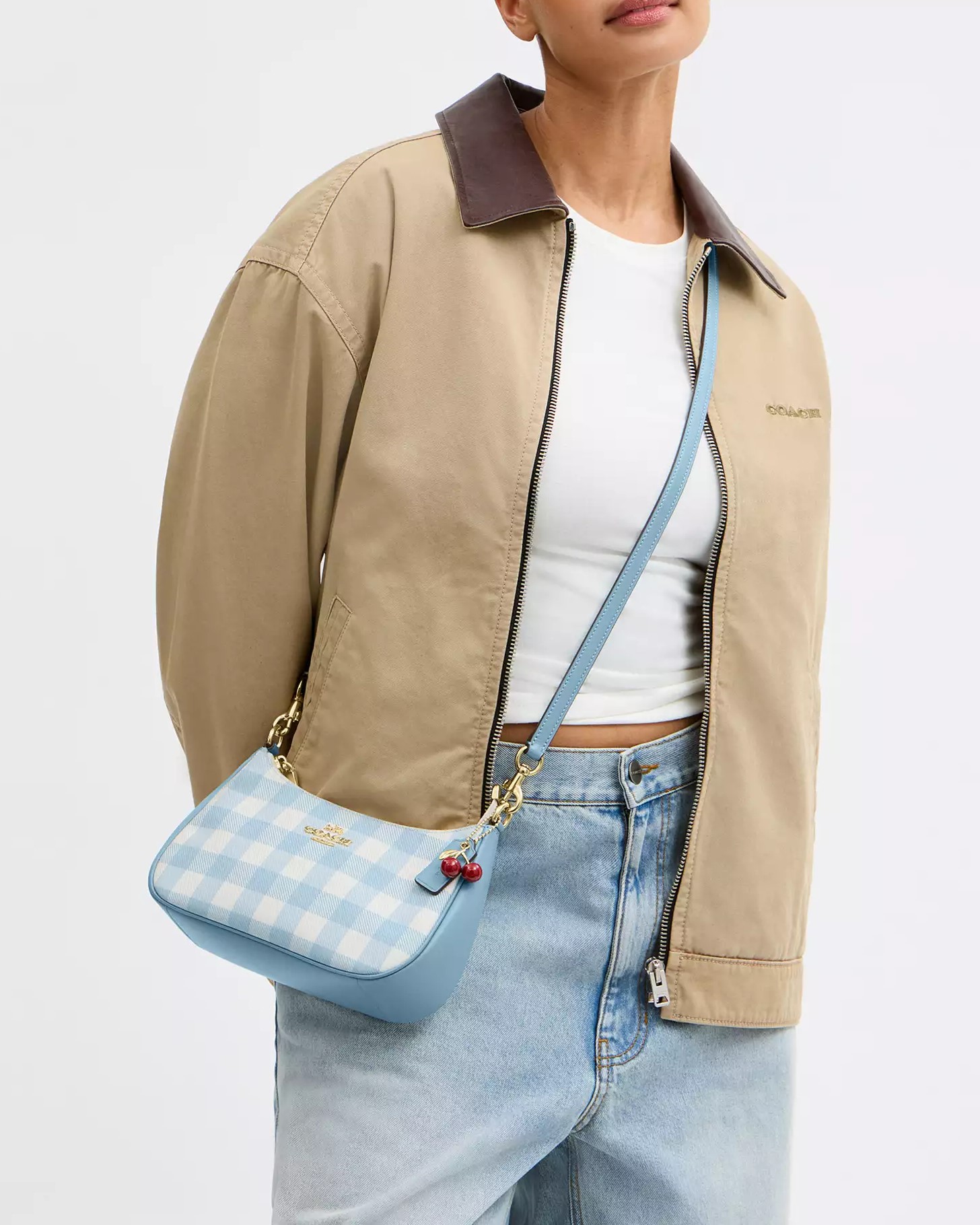 Túi Coach Teri Shoulder Bag With Gingham Print And Charm CES65 2