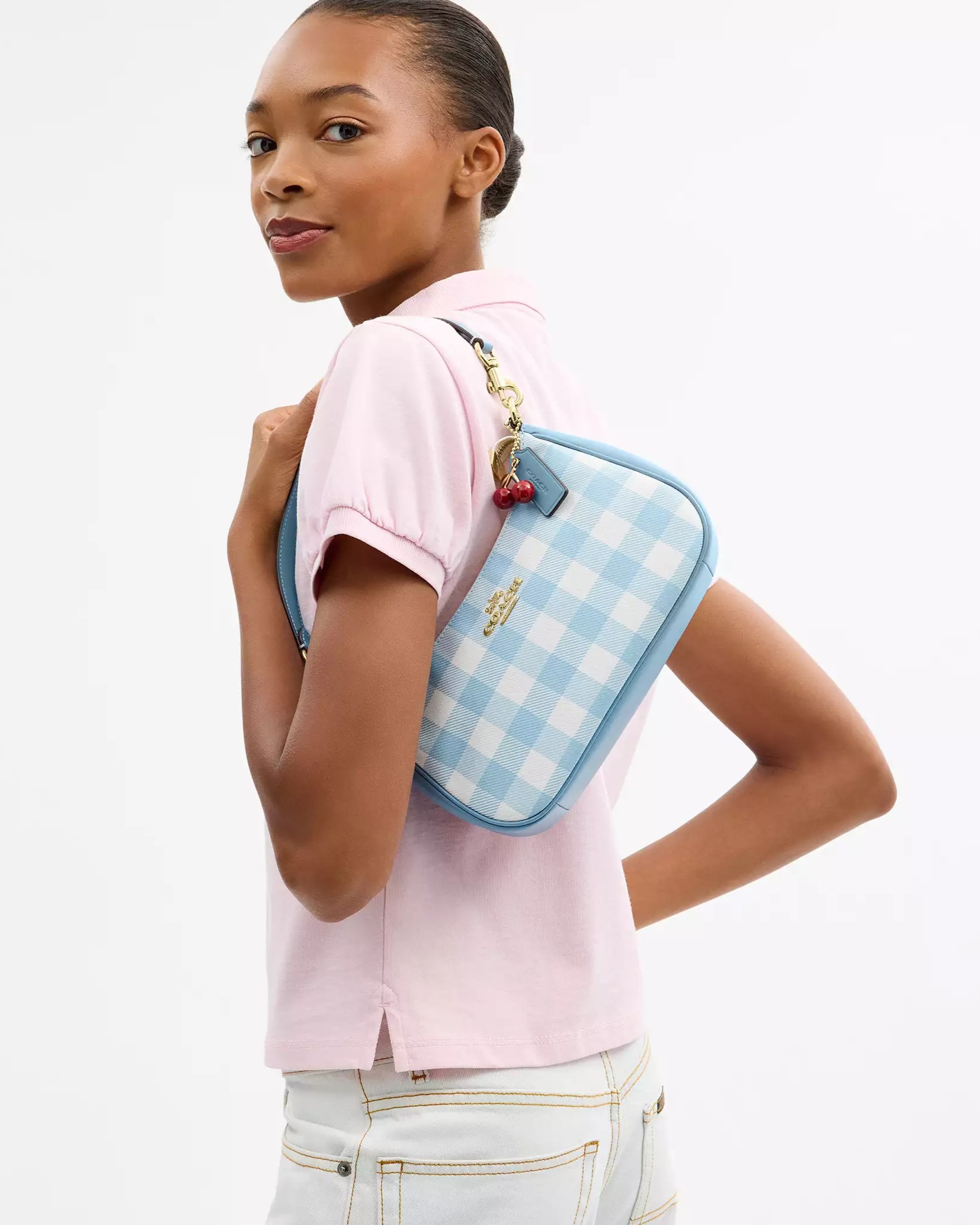 Túi Coach Teri Shoulder Bag With Gingham Print And Charm CES65 13