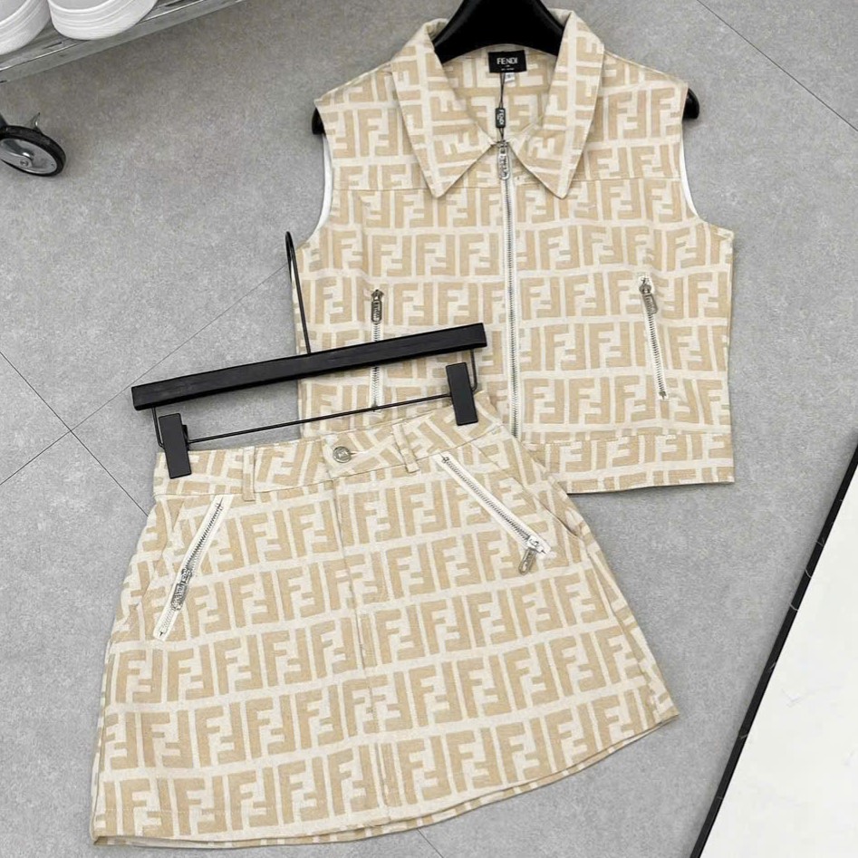 Set áo sát nách váy ngắn nữ Fendi 2