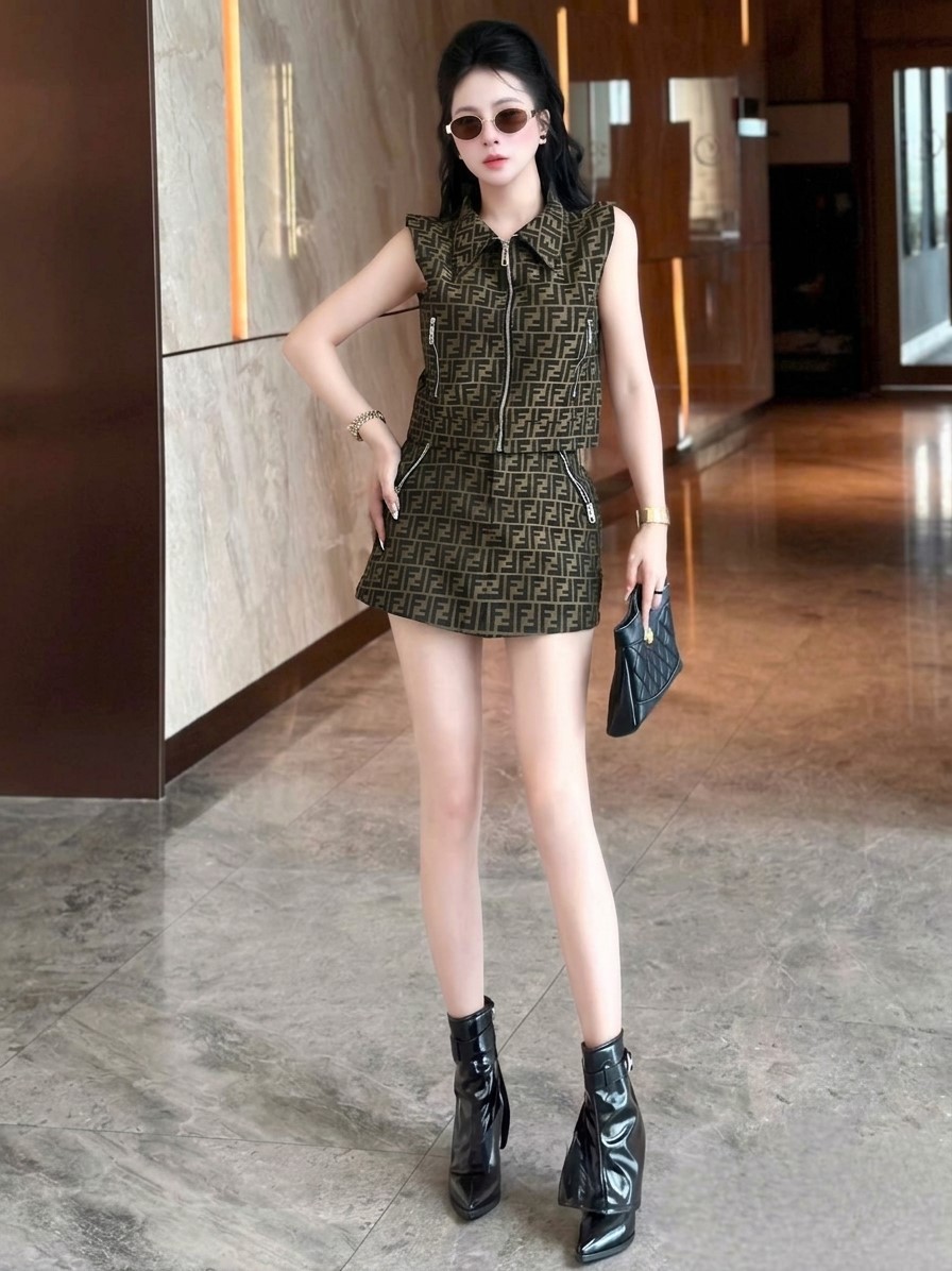 Set áo sát nách váy ngắn nữ Fendi 3