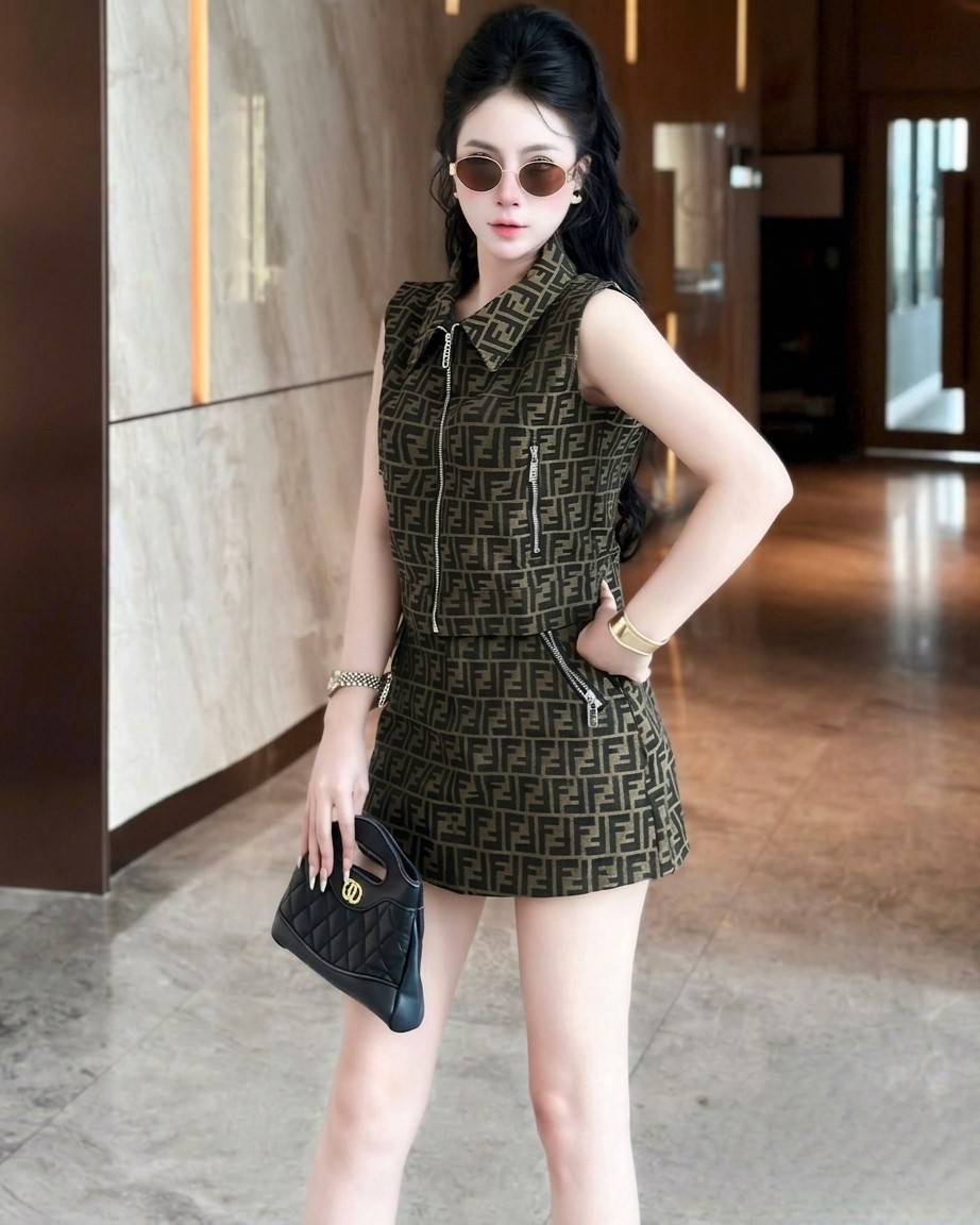 Set áo sát nách váy ngắn nữ Fendi 4