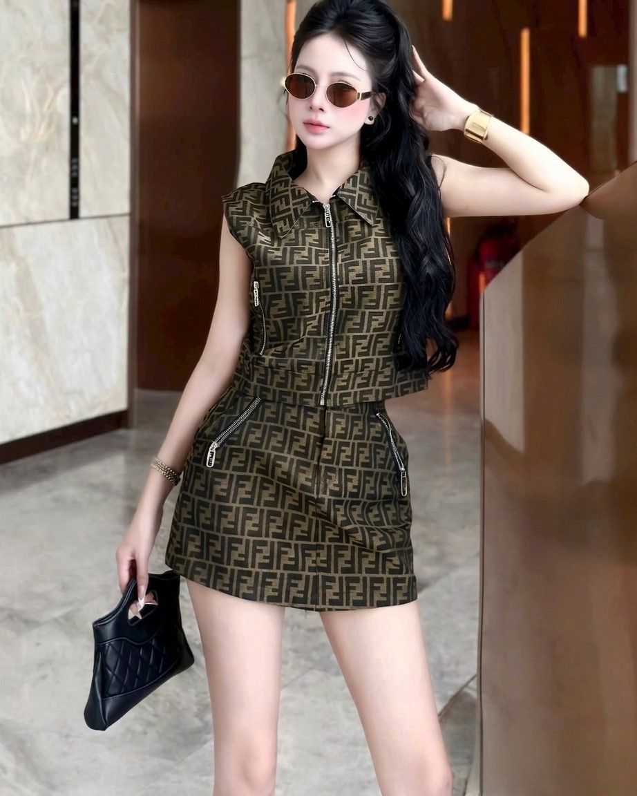Set áo sát nách váy ngắn nữ Fendi 6