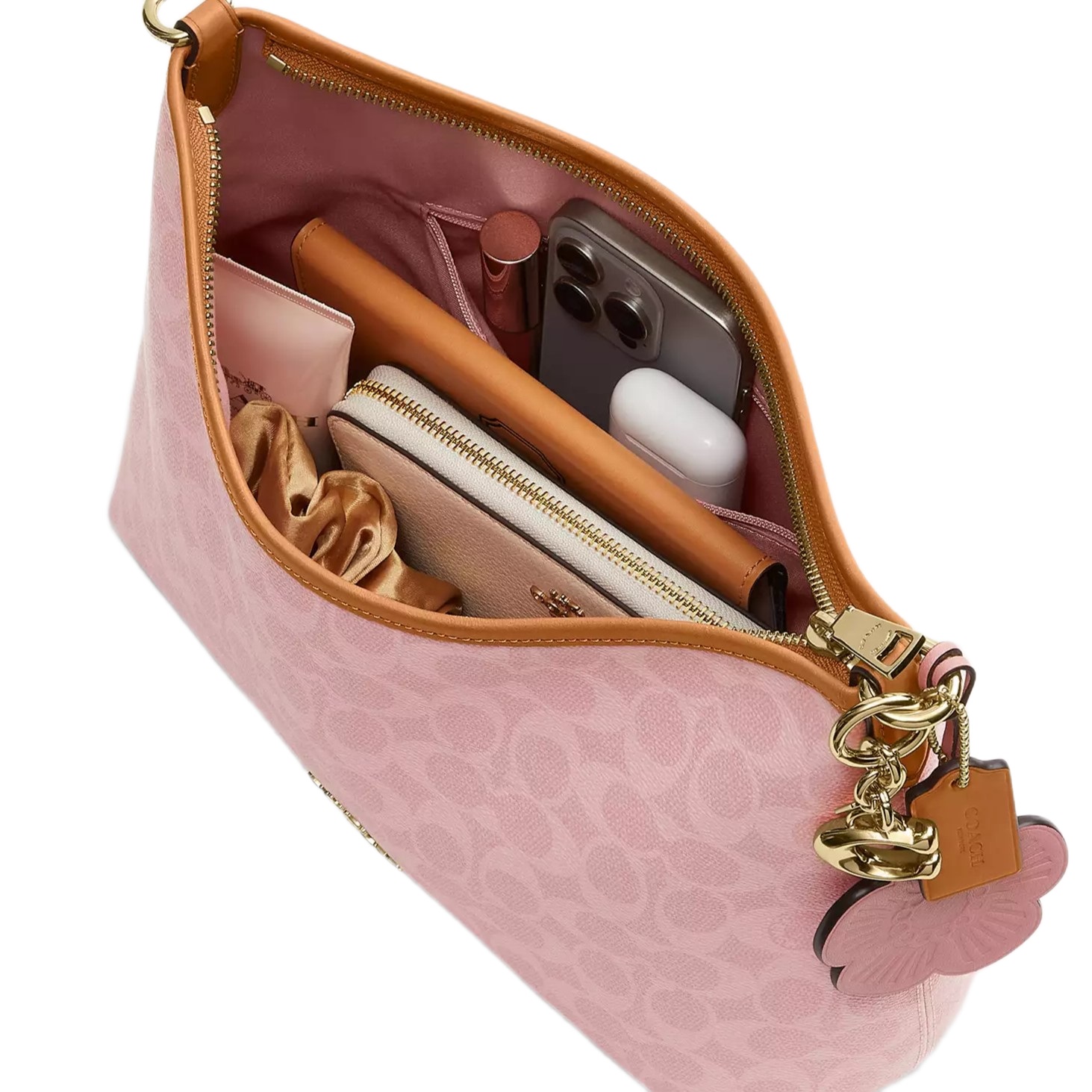 Túi Coach Laurel Shoulder Bag In Signature Canvas With Charms Powder Pink CEL12 2