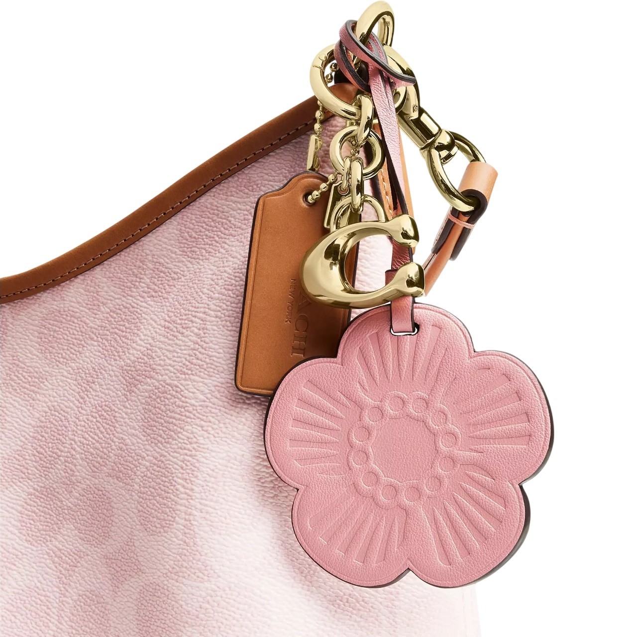 Túi Coach Laurel Shoulder Bag In Signature Canvas With Charms Powder Pink CEL12 5