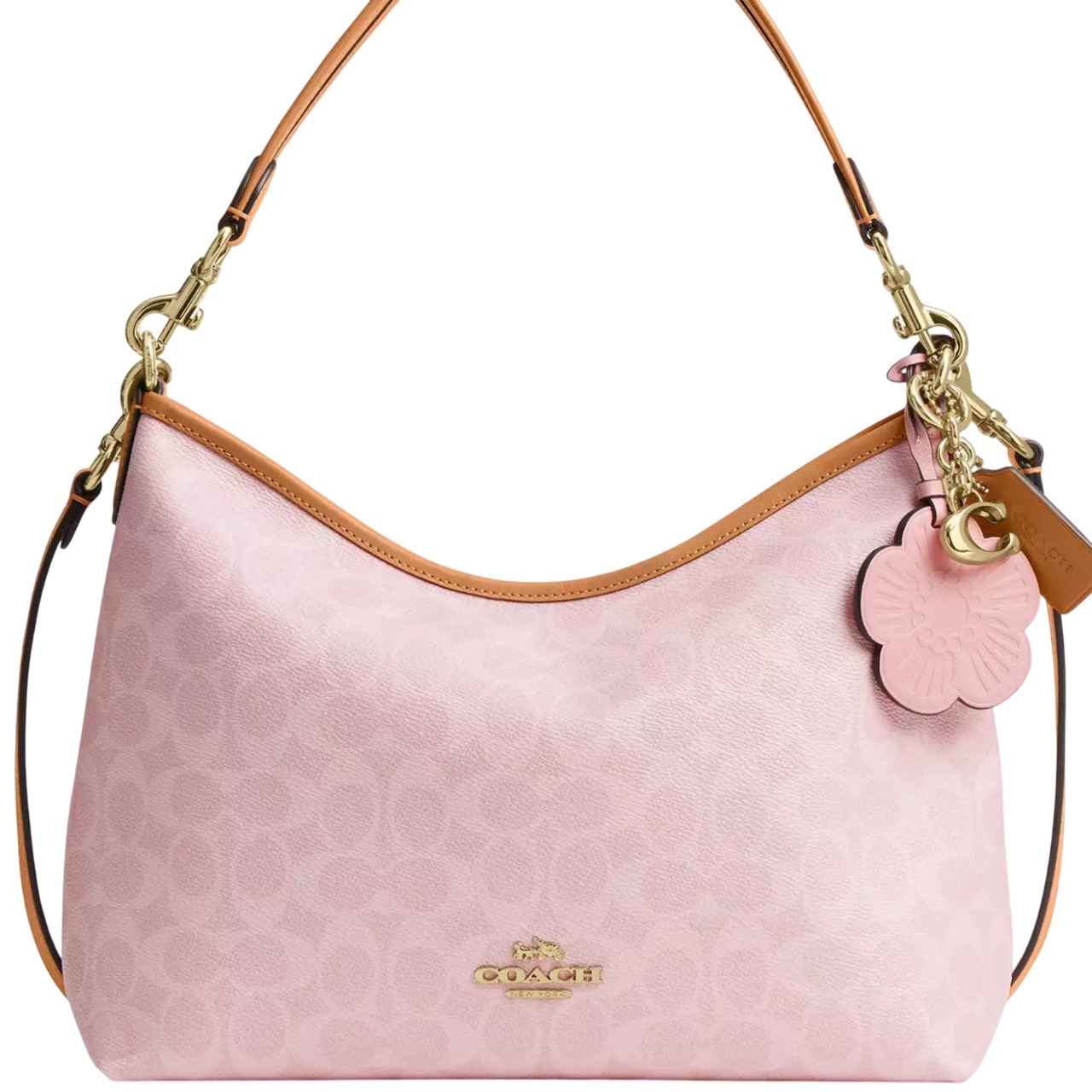 Túi Coach Laurel Shoulder Bag In Signature Canvas With Charms Powder Pink CEL12 6