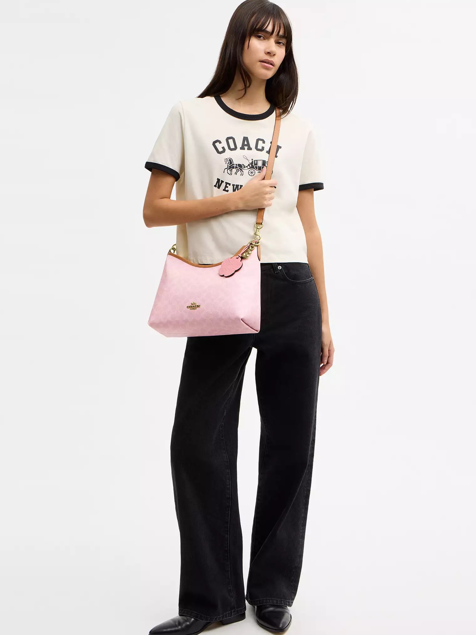 Túi Coach Laurel Shoulder Bag In Signature Canvas With Charms Powder Pink CEL12 7