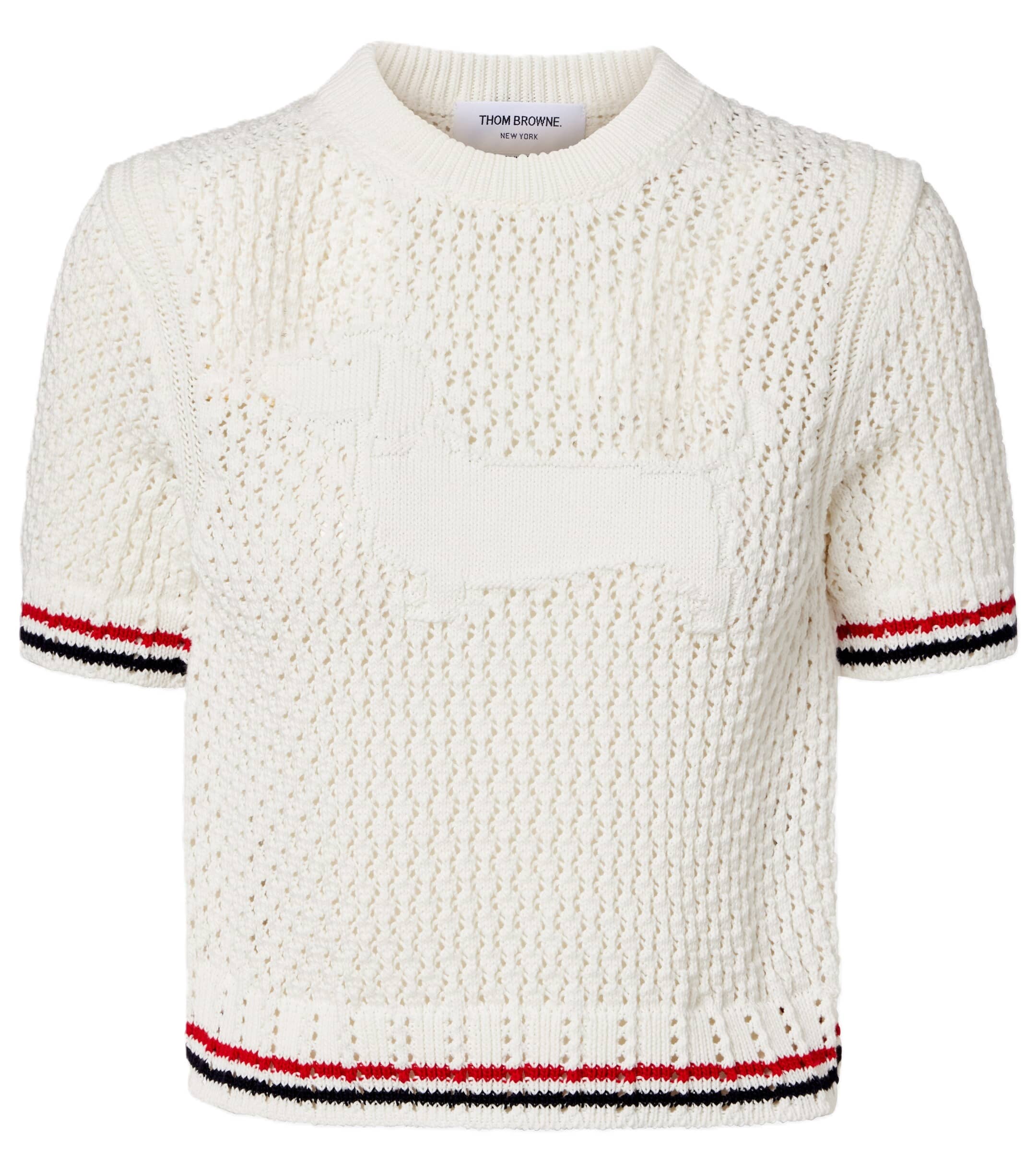 Áo Thom Browne Jacquard Cotton Sweater White 6