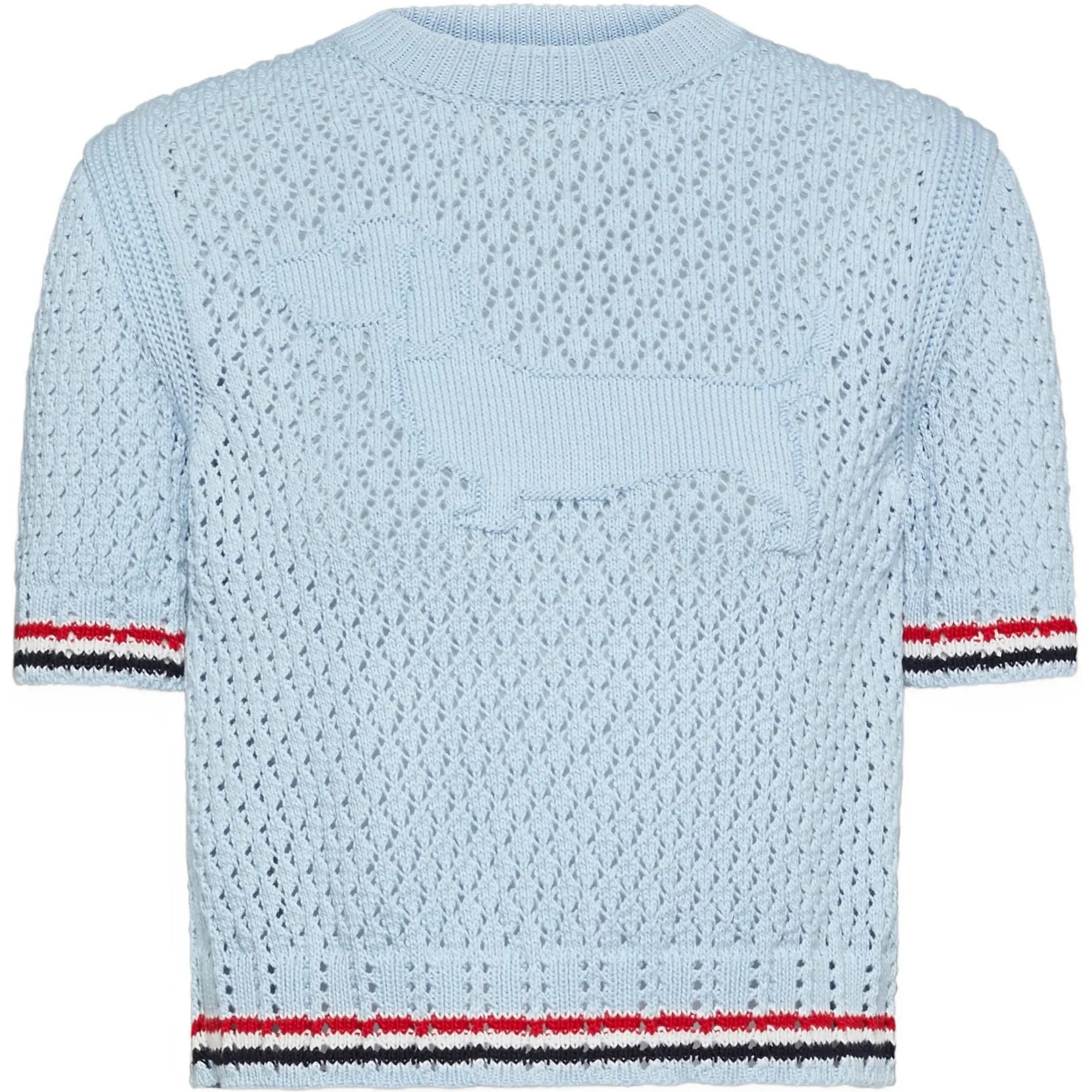 Áo Thom Browne Jacquard Cotton Sweater Light Blue 1