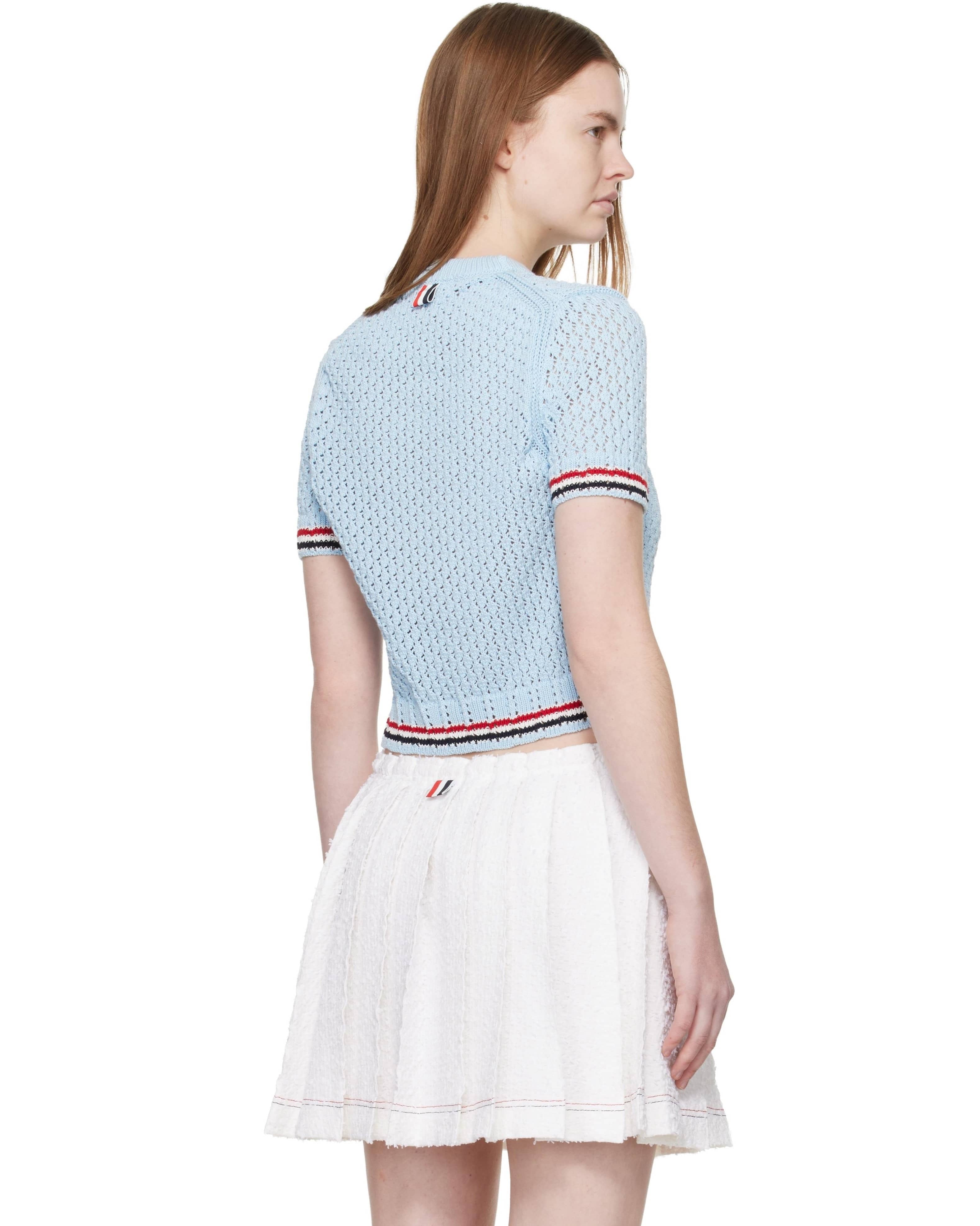 Áo Thom Browne Jacquard Cotton Sweater Light Blue 5