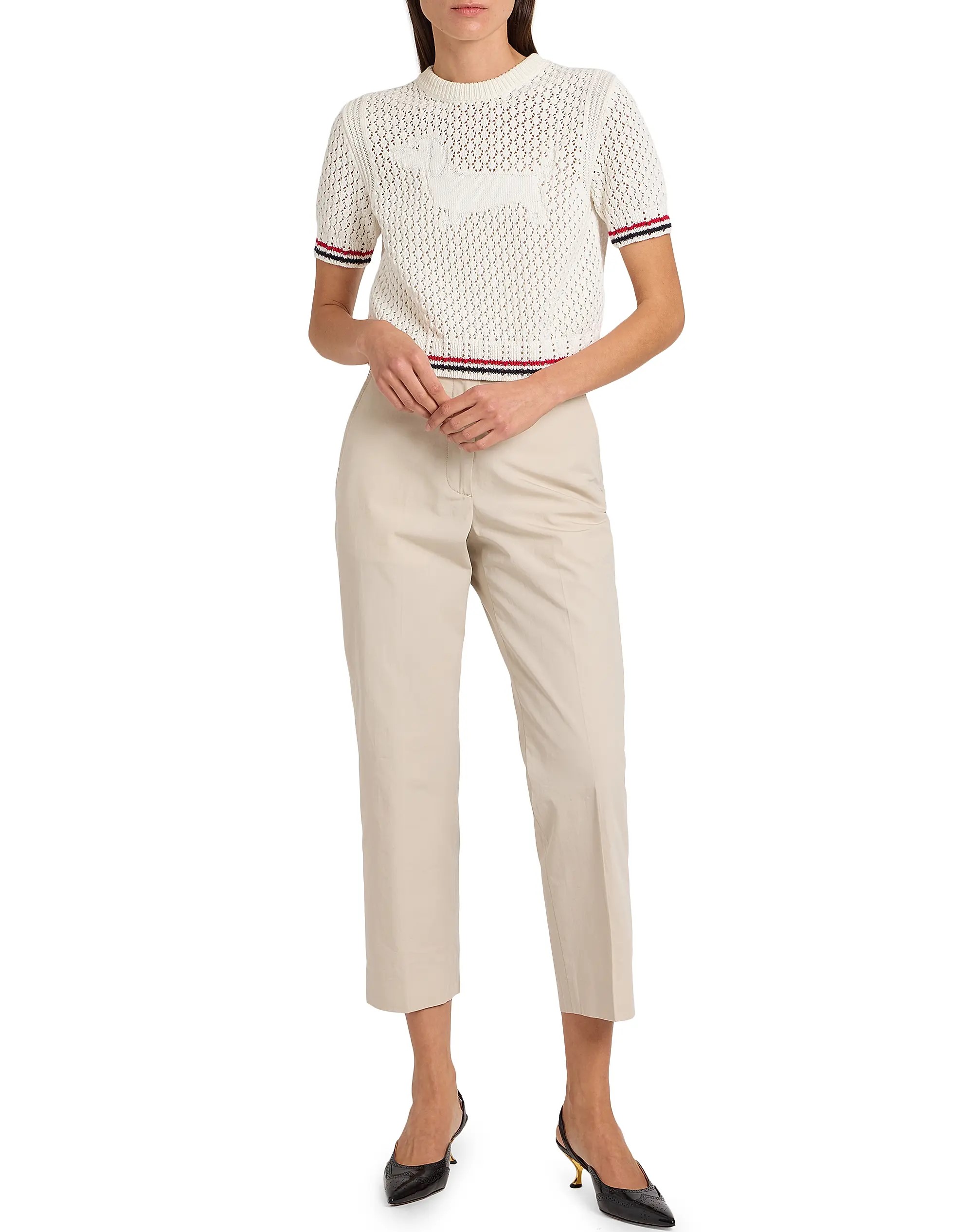 Áo Thom Browne Jacquard Cotton Sweater White 2