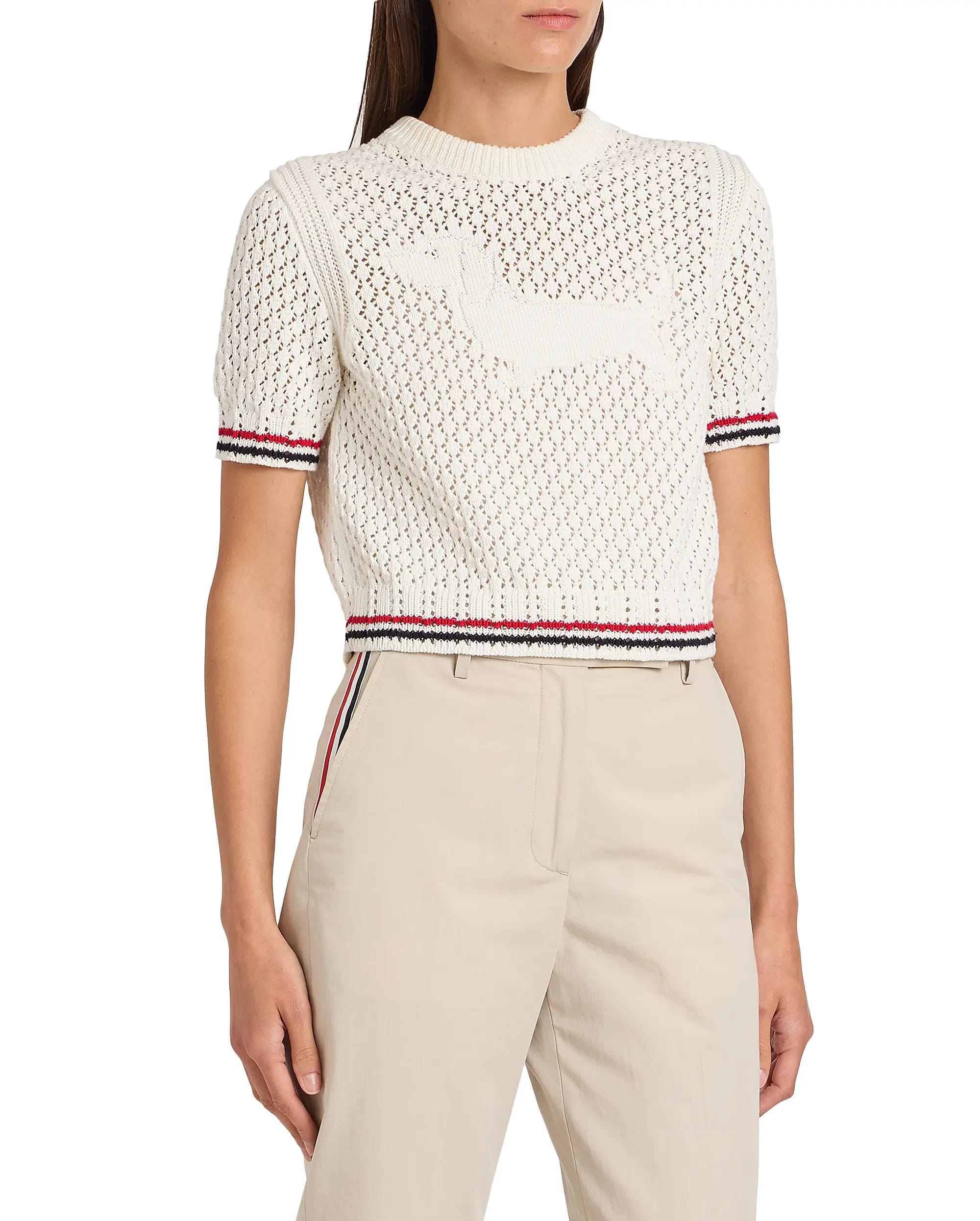Áo Thom Browne Jacquard Cotton Sweater White 4