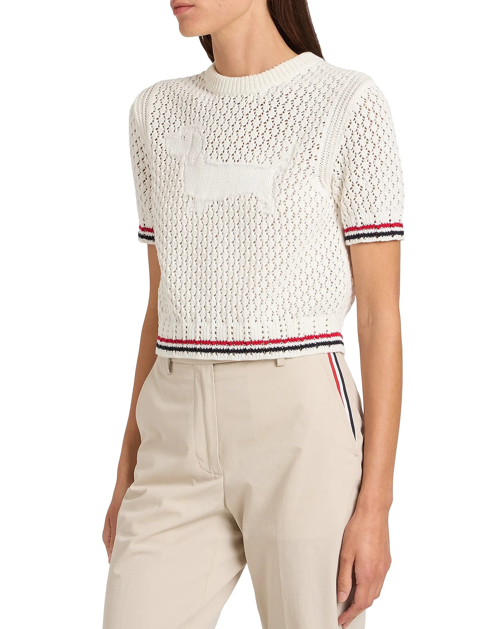Áo Thom Browne Jacquard Cotton Sweater White 5