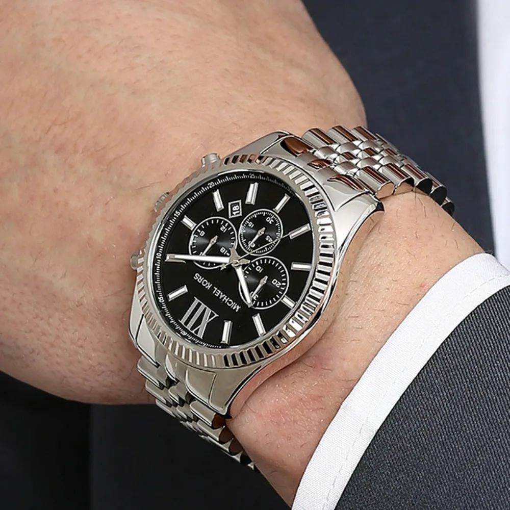 Đồng hồ nam Michael Kors Oversized Lexington Silver-Tone Watch MK8602 2