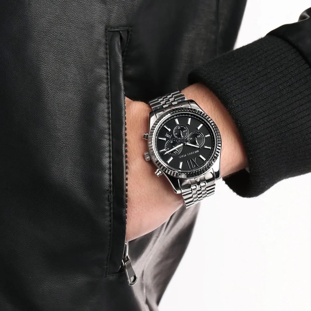 Đồng hồ nam Michael Kors Oversized Lexington Silver-Tone Watch MK8602 4