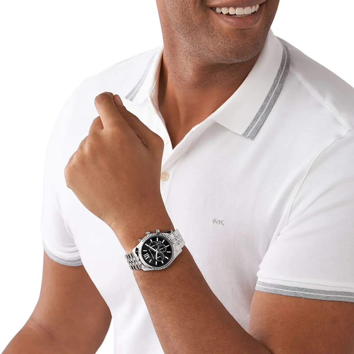 Đồng hồ nam Michael Kors Oversized Lexington Silver-Tone Watch MK8602 5