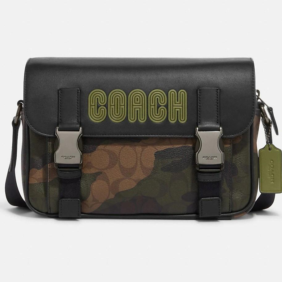 TÚI XÁCH NAM COACH TRACK CROSSBODY IN SIGNATURE CANVAS WITH CAMO PRINT AND COACH PATCH OLIVE GREEN MULTI 4