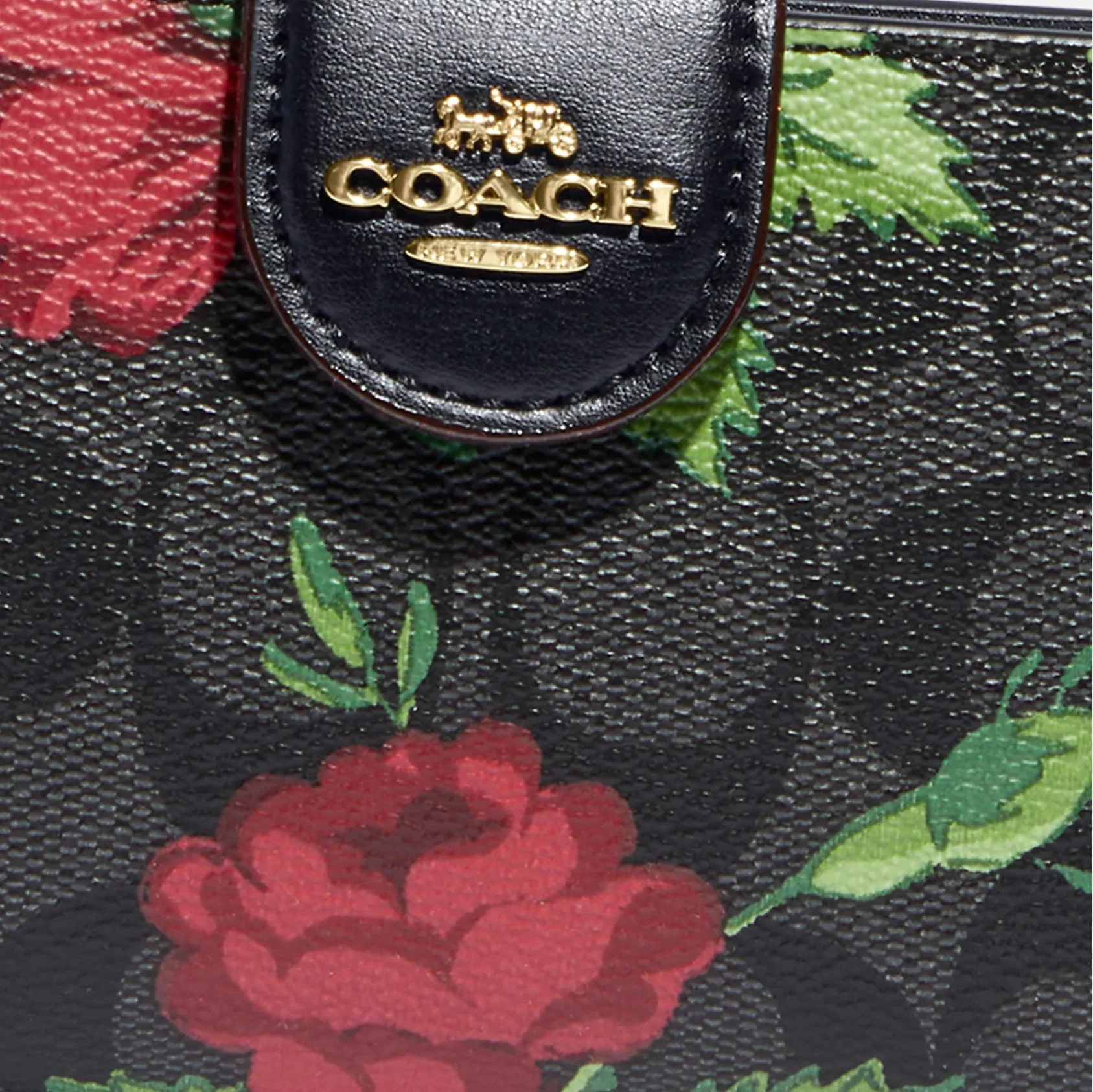 Ví Coach Medium Corner Zip Wallet In Signature Canvas With Fairytale Rose  Print