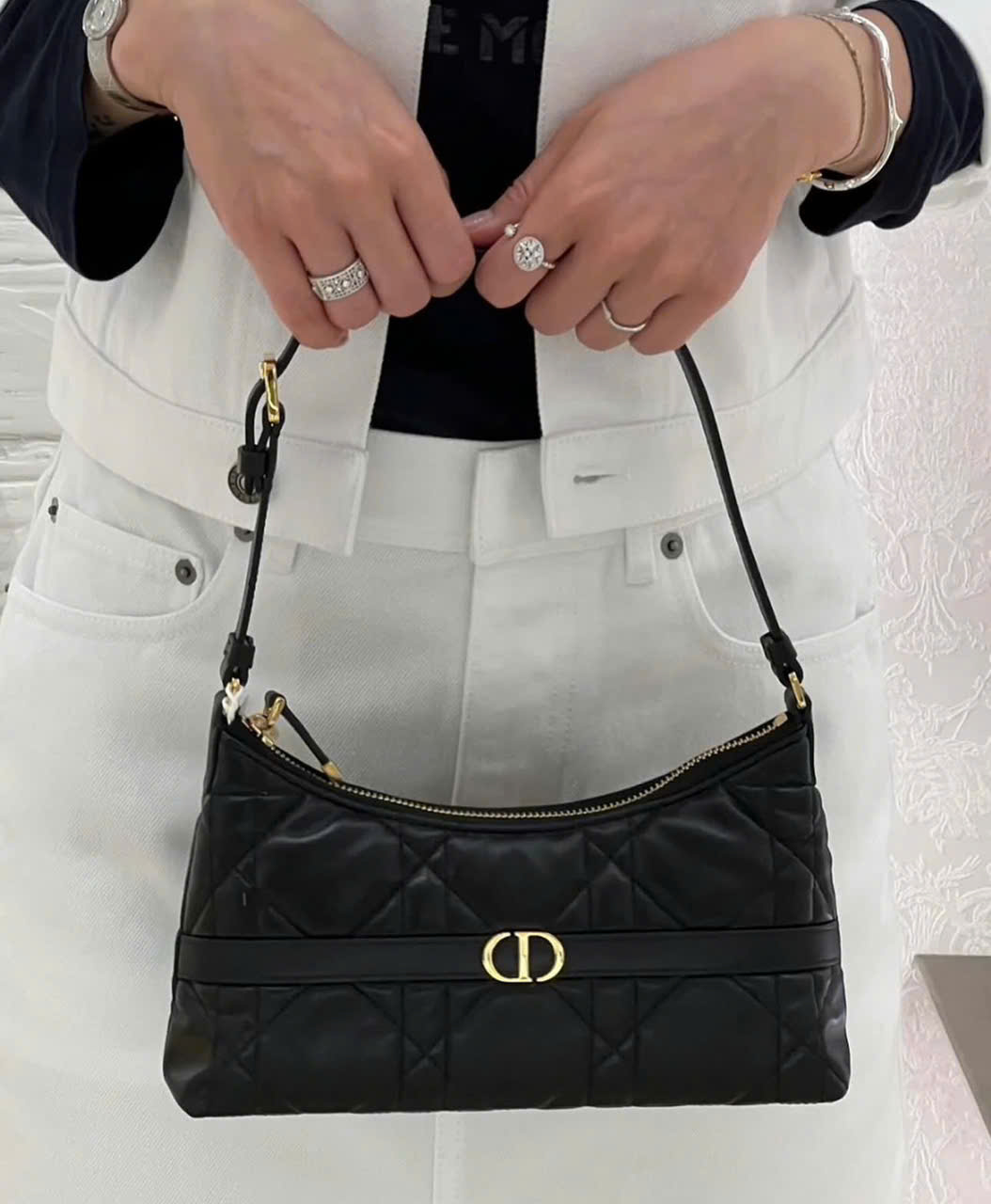 Túi Dior Miss Caro Cigale Mini Bag Black Macrocannage Lambskin 5
