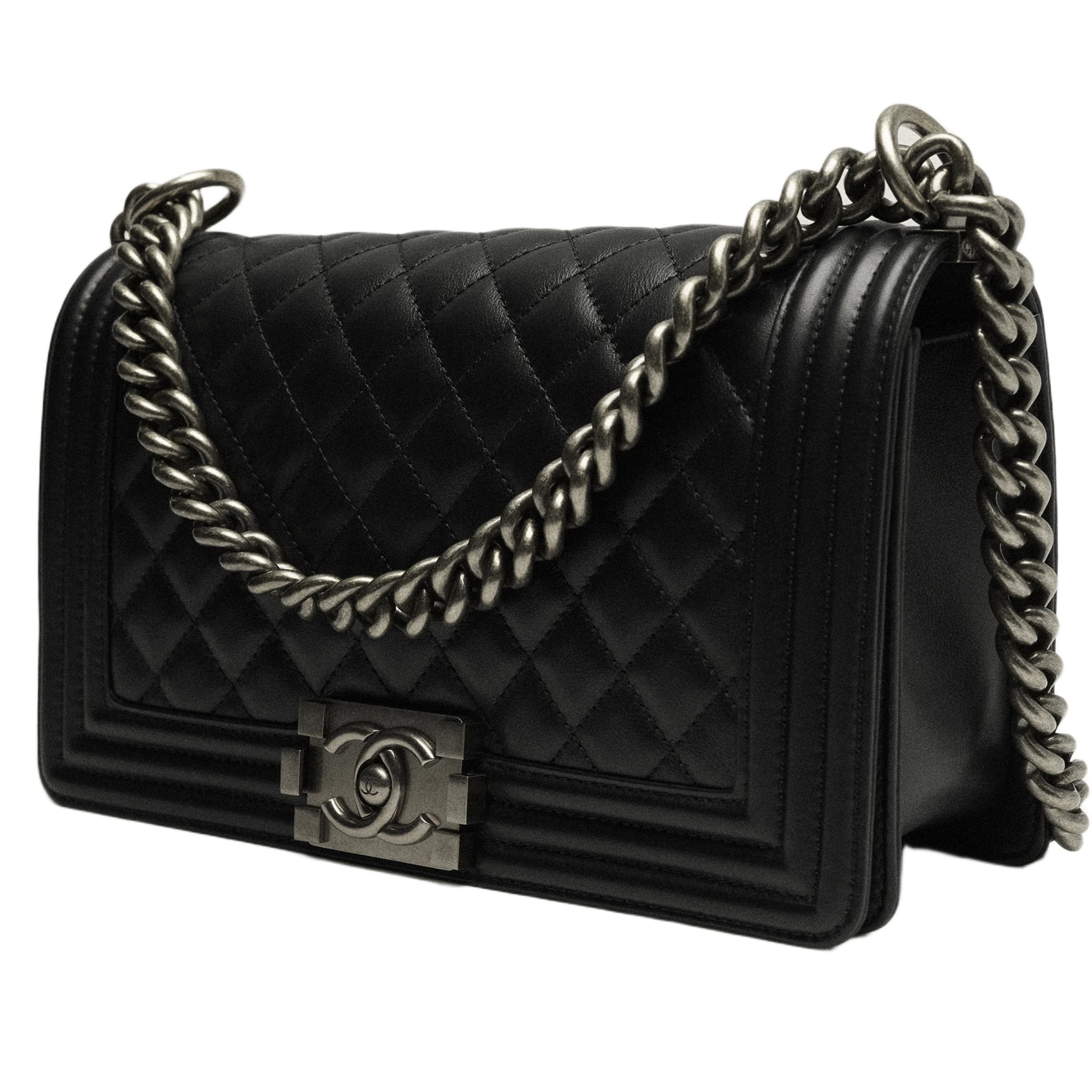 Túi Chanel Boy Calfskin Ruthenium-Finish Metal Black 1