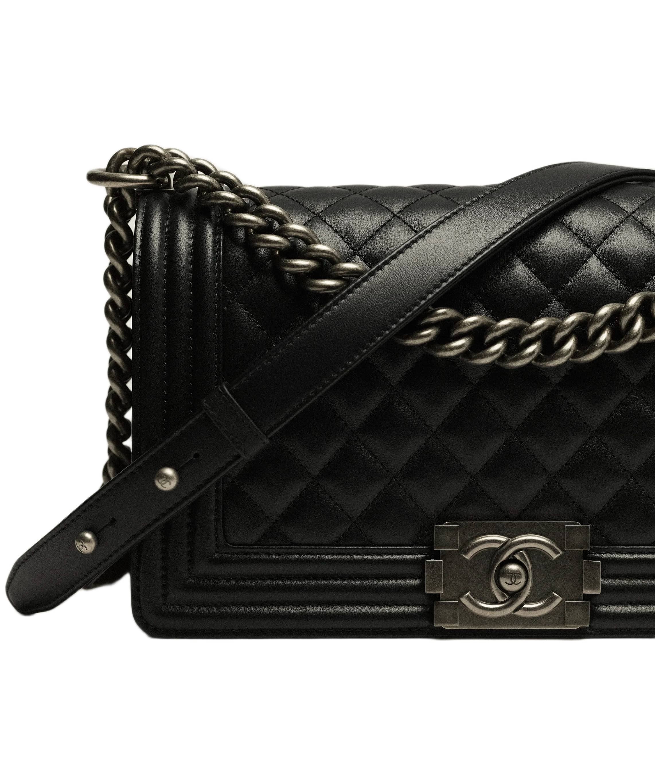 Túi Chanel Boy Calfskin Ruthenium-Finish Metal Black 3