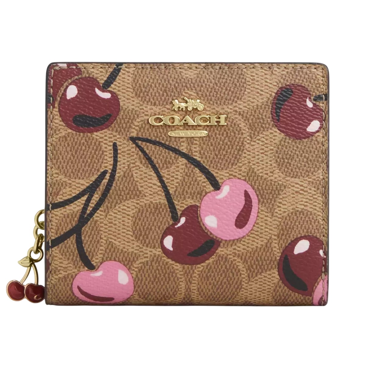Ví nữ ngắn Coach Snap Wallet In Signature Canvas With Cherry Print CZ347 2
