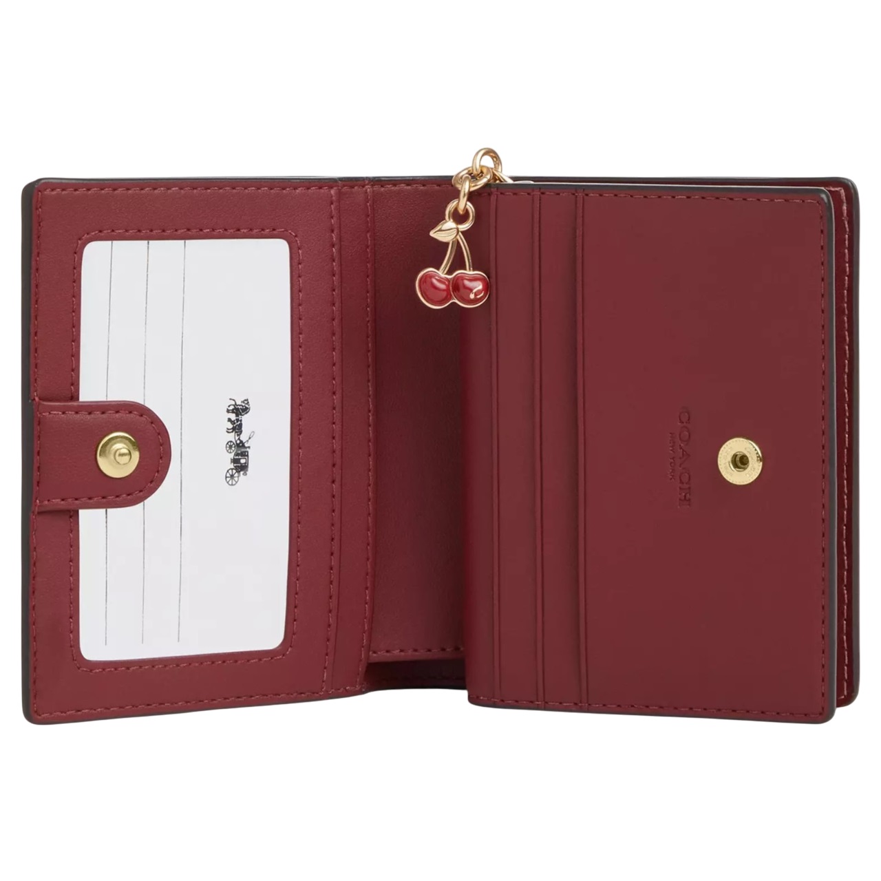 Ví nữ ngắn Coach Snap Wallet In Signature Canvas With Cherry Print CZ347 4
