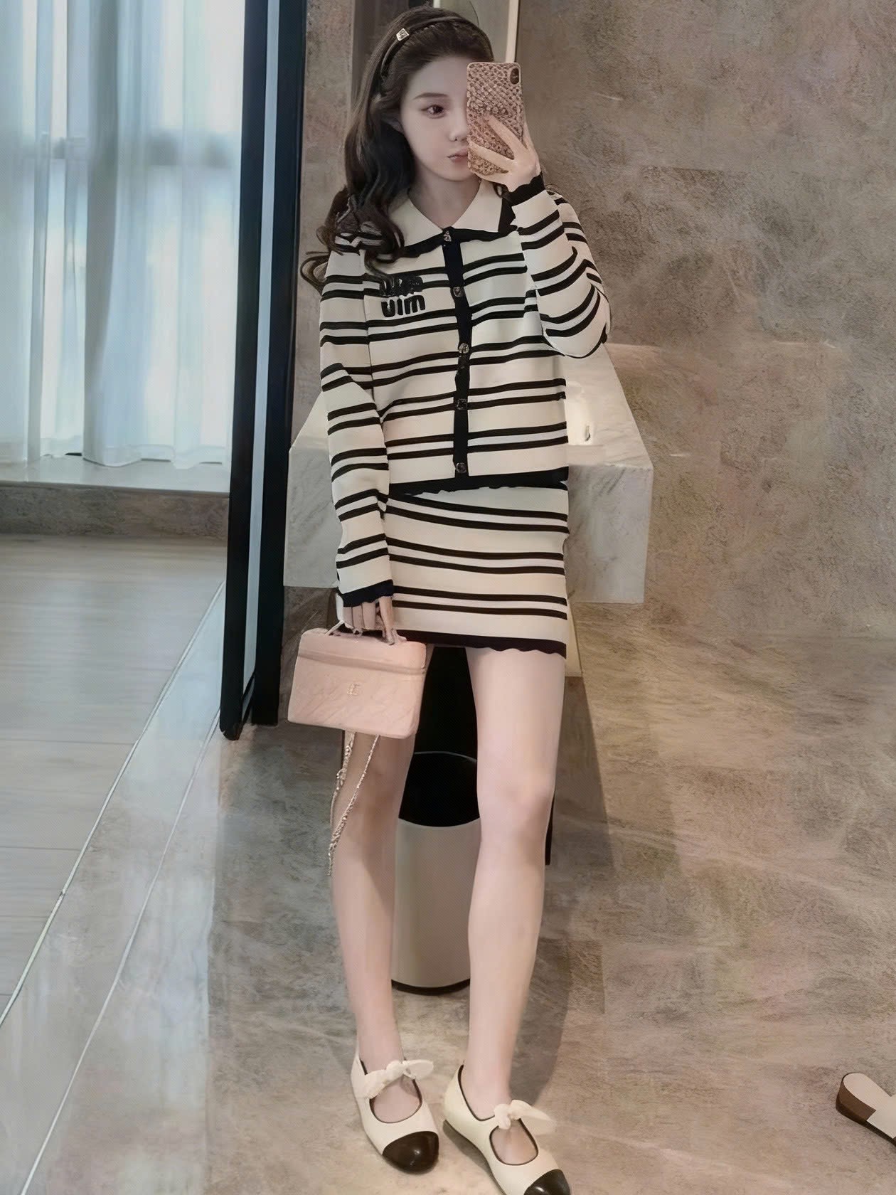 Set áo tay dài váy ngắn Miu Miu 6