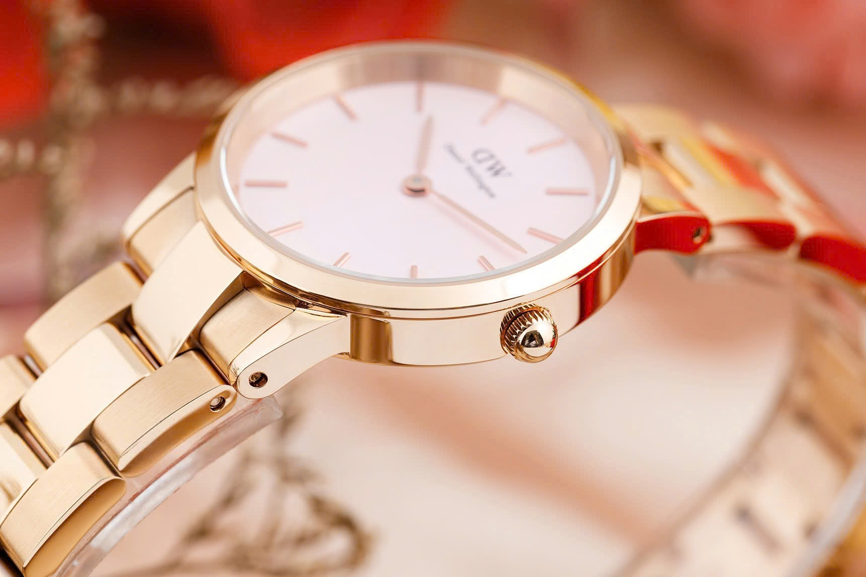 Đồng hồ nữ Daniel Wellington Iconic Link Melrose Light Pink Dial Watch DW00100369 13