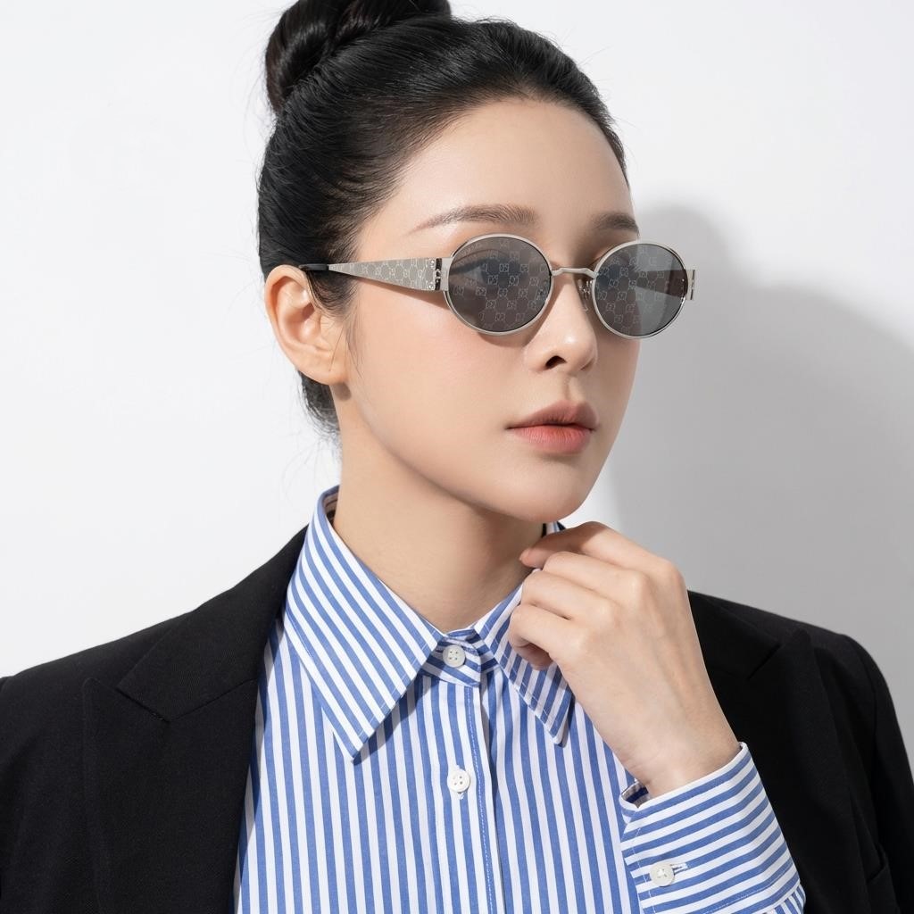 Kính Gucci Oval Sunglasses Silver GG1854S-002 5