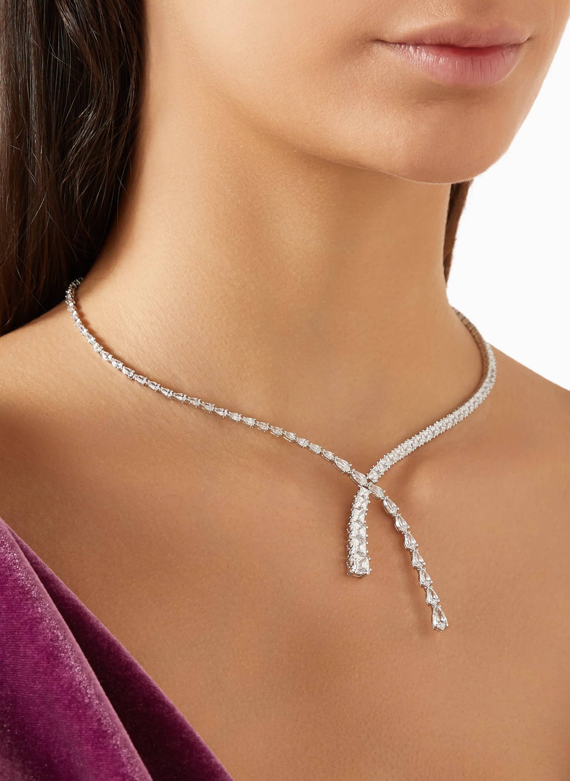 Vòng cổ Swarovski Mixed Cuts Matrix Y Necklace in Rhodium-plated Metal 5692533 2