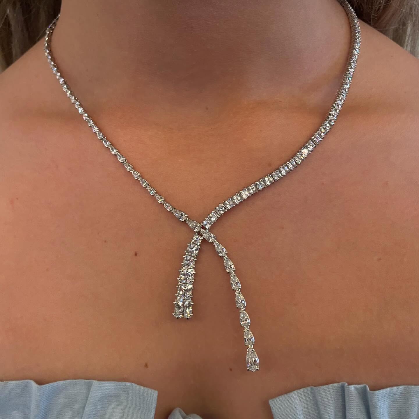 Vòng cổ Swarovski Mixed Cuts Matrix Y Necklace in Rhodium-plated Metal 5692533 11