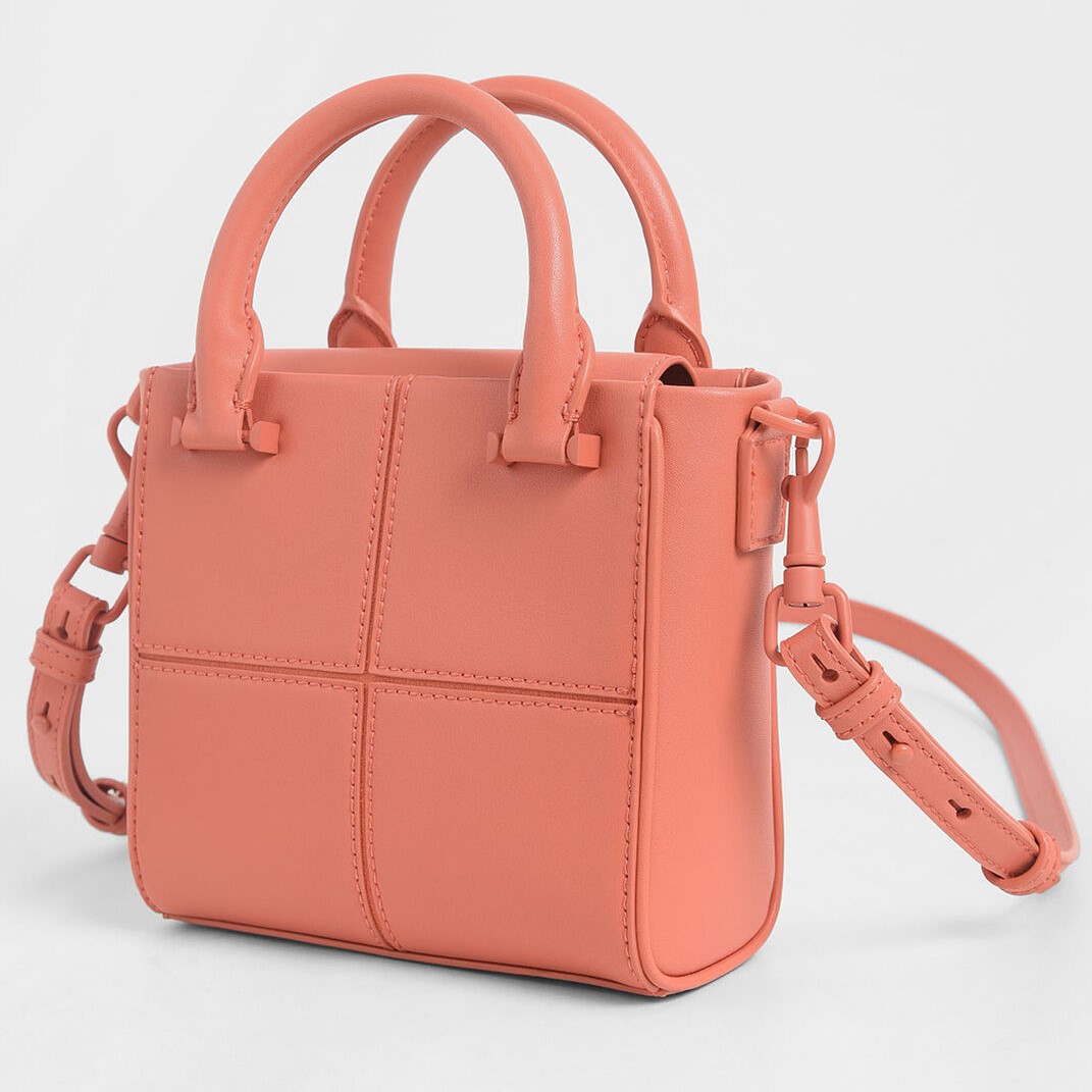 TÚI XÁCH NỮ CHARLES & KEITH TEXTURED PANELLED TOP HANDLE BAG 5