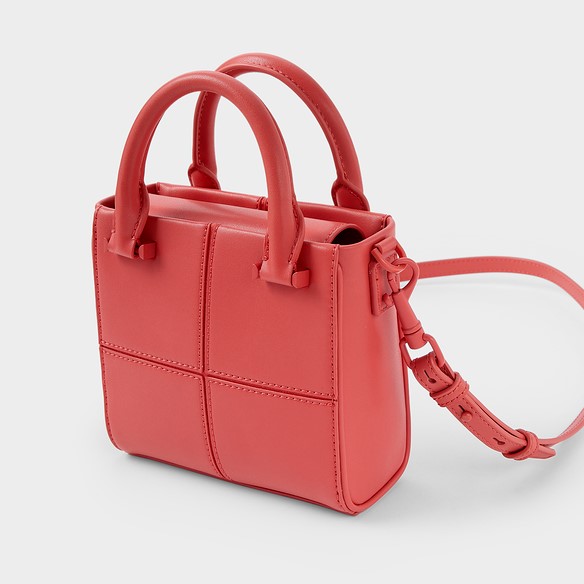 TÚI XÁCH NỮ CHARLES & KEITH TEXTURED PANELLED TOP HANDLE BAG 3