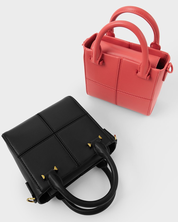 TÚI XÁCH NỮ CHARLES & KEITH TEXTURED PANELLED TOP HANDLE BAG 16
