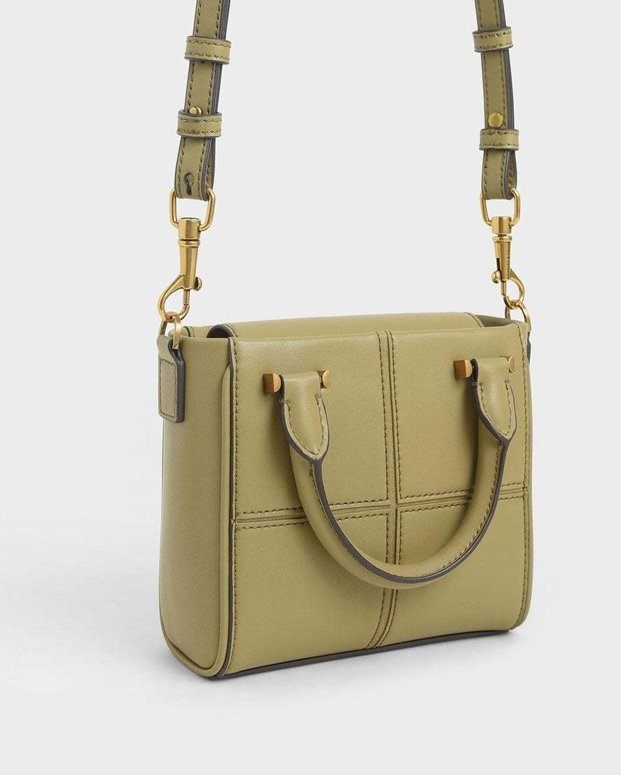 TÚI XÁCH NỮ CHARLES & KEITH TEXTURED PANELLED TOP HANDLE BAG 40