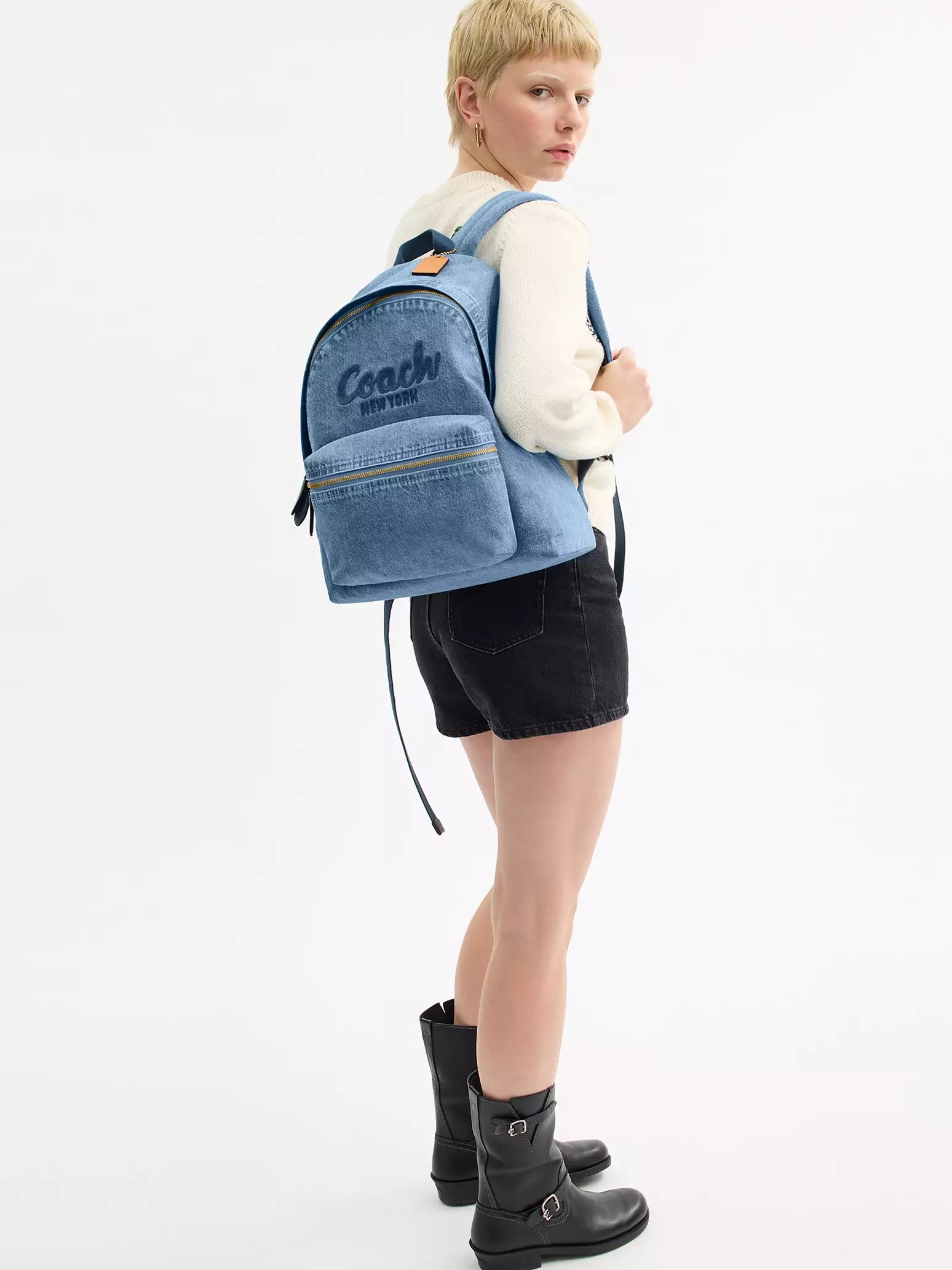 Balo Coach Cargo Backpack Brass Indigo CAT43 5