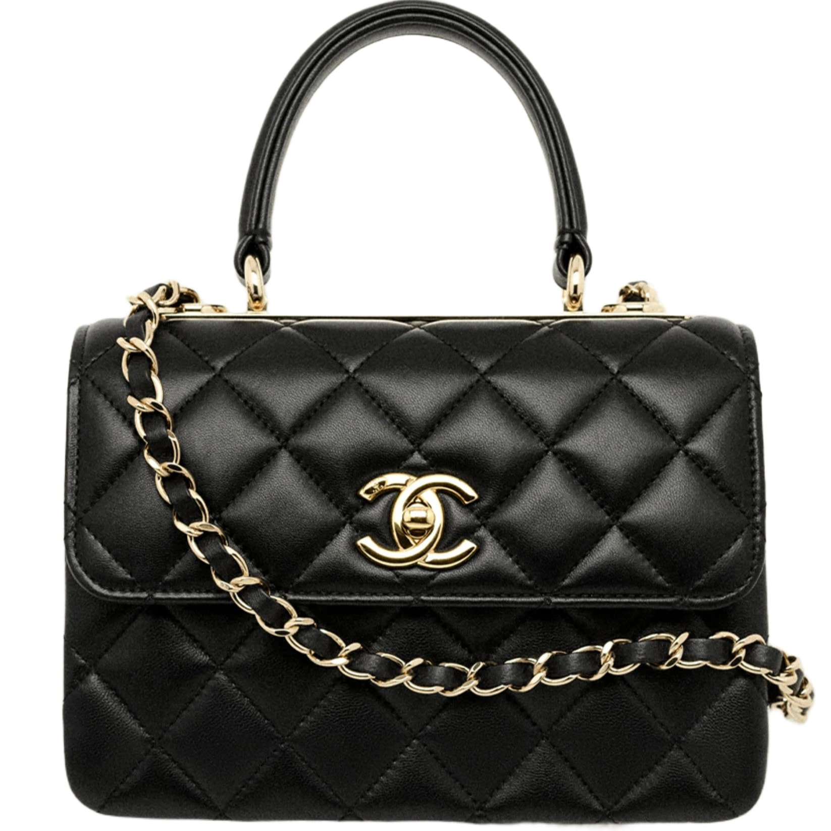 Túi Chanel Mini Flap Bag With Top Handle Lambskin Black 5