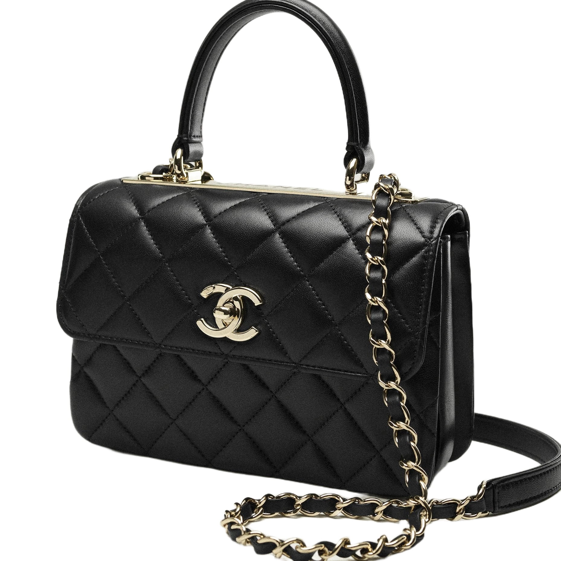 Túi Chanel Mini Flap Bag With Top Handle Lambskin Black 3