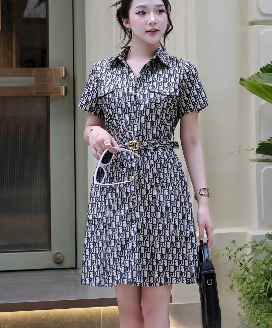 Áo đầm Dior kèm dây nịt cùng màu 7