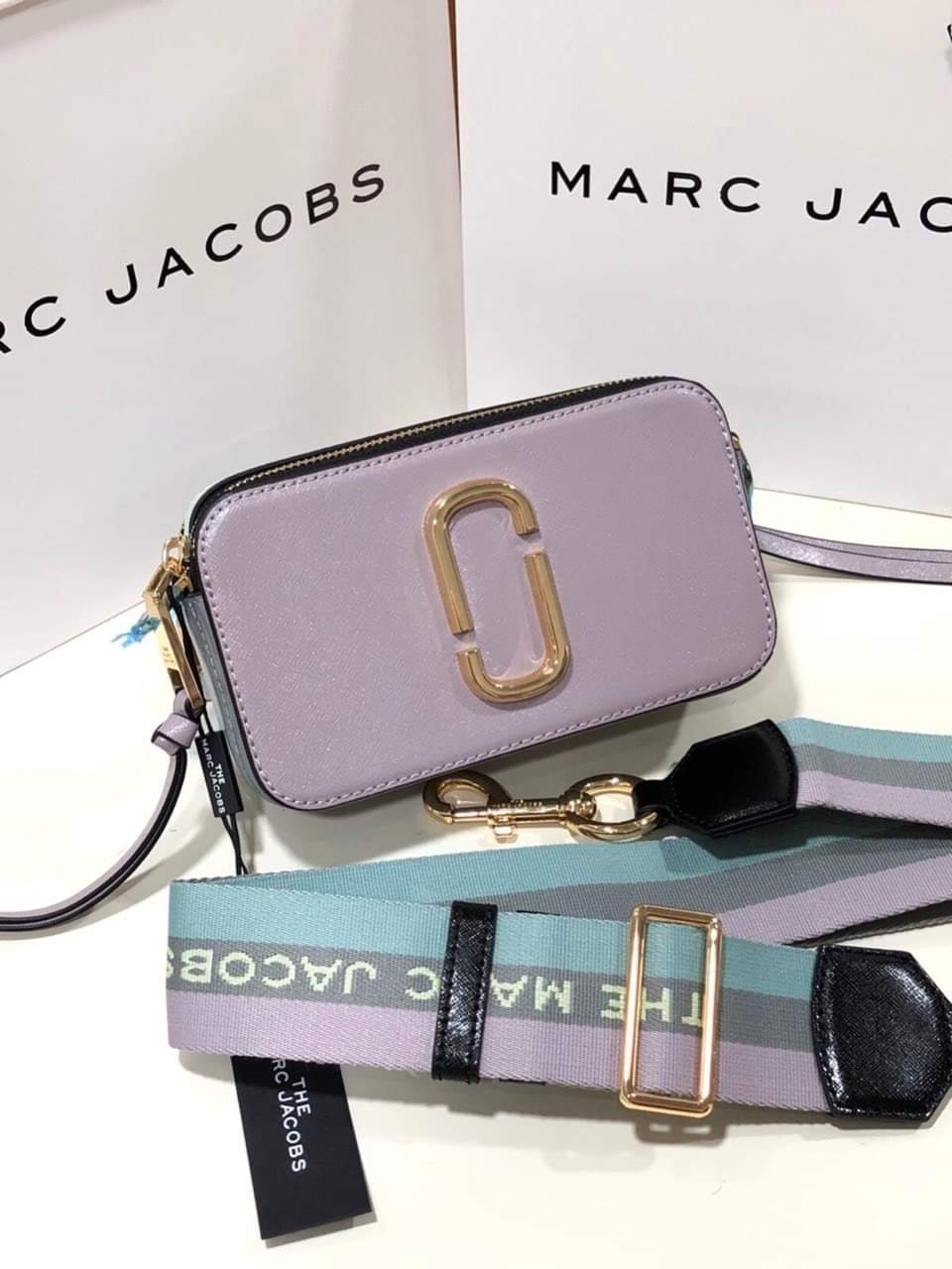 Túi đeo chéo nữ Marc Jacobs da thật màu tím | Túi xách Snapshot Camera bag mẫu mới nhất 3