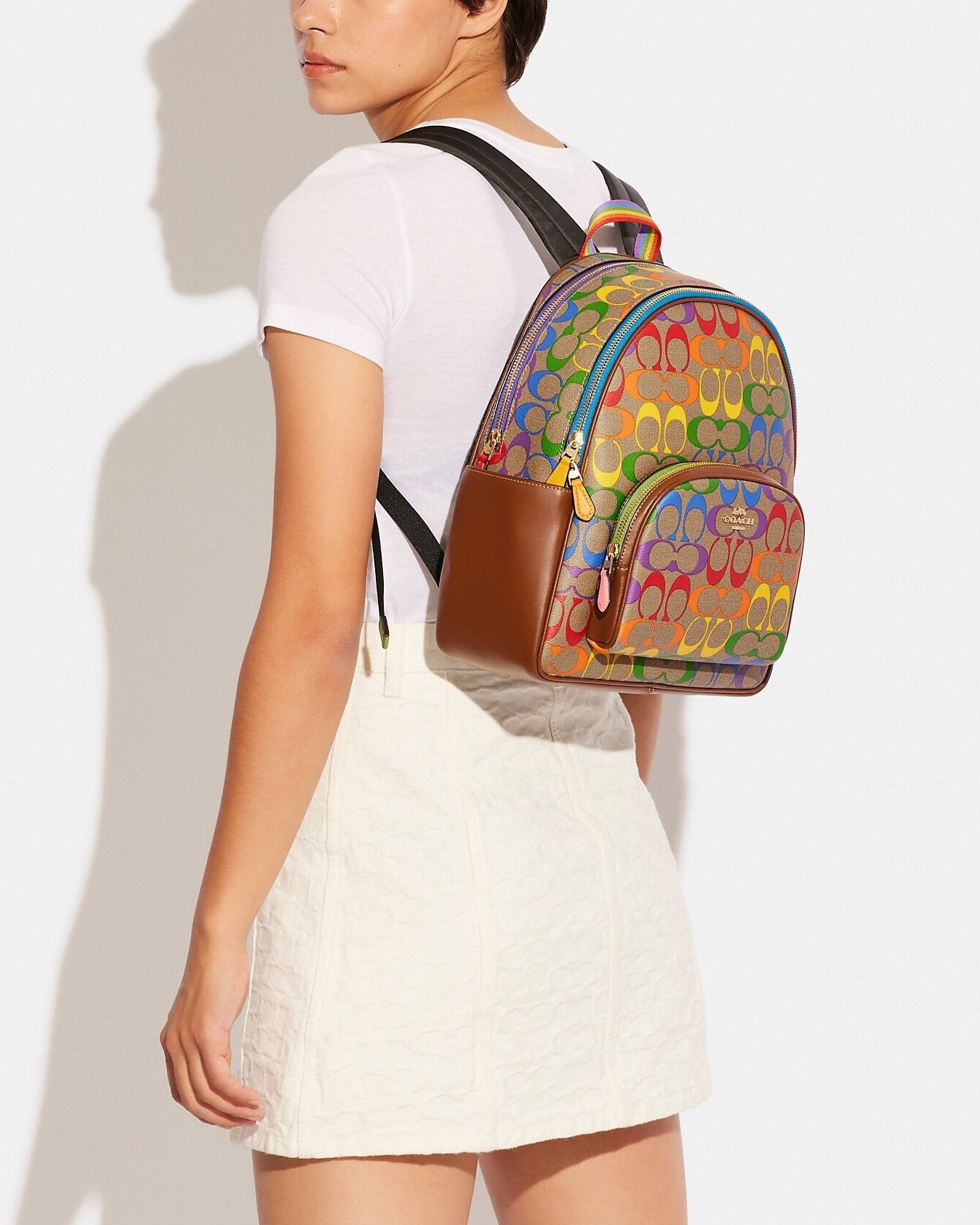 BALO NỮ COACH COURT BACKPACK IN RAINBOW SIGNATURE CANVAS CA140 9