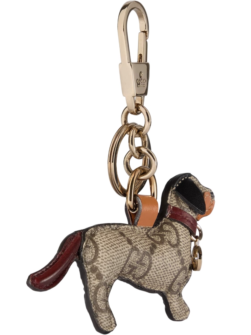 Móc khóa Gucci Dog-shaped Bag Charm Beige and Dark Brown New GG Monogram Canvas 1
