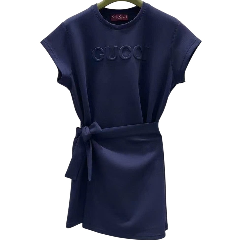Đầm thun nữ Gucci thắt đai màu xanh coban 6