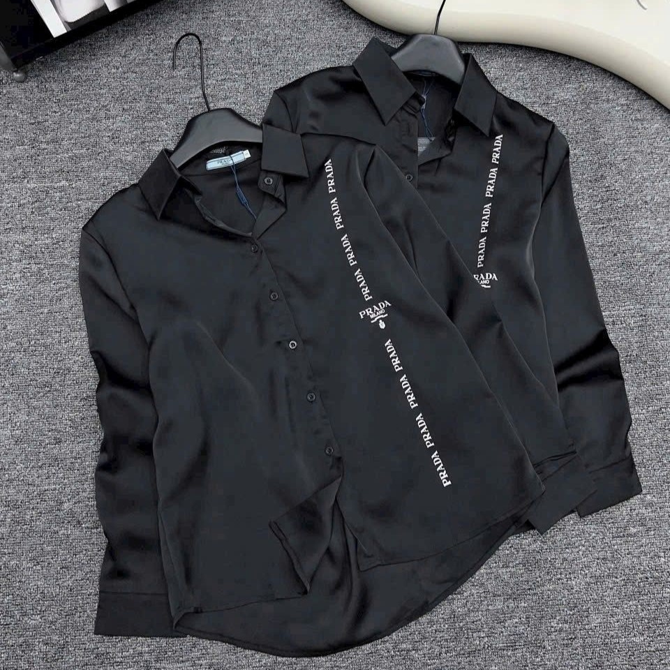 Áo sơ mi lụa nữ màu đen Prada 6