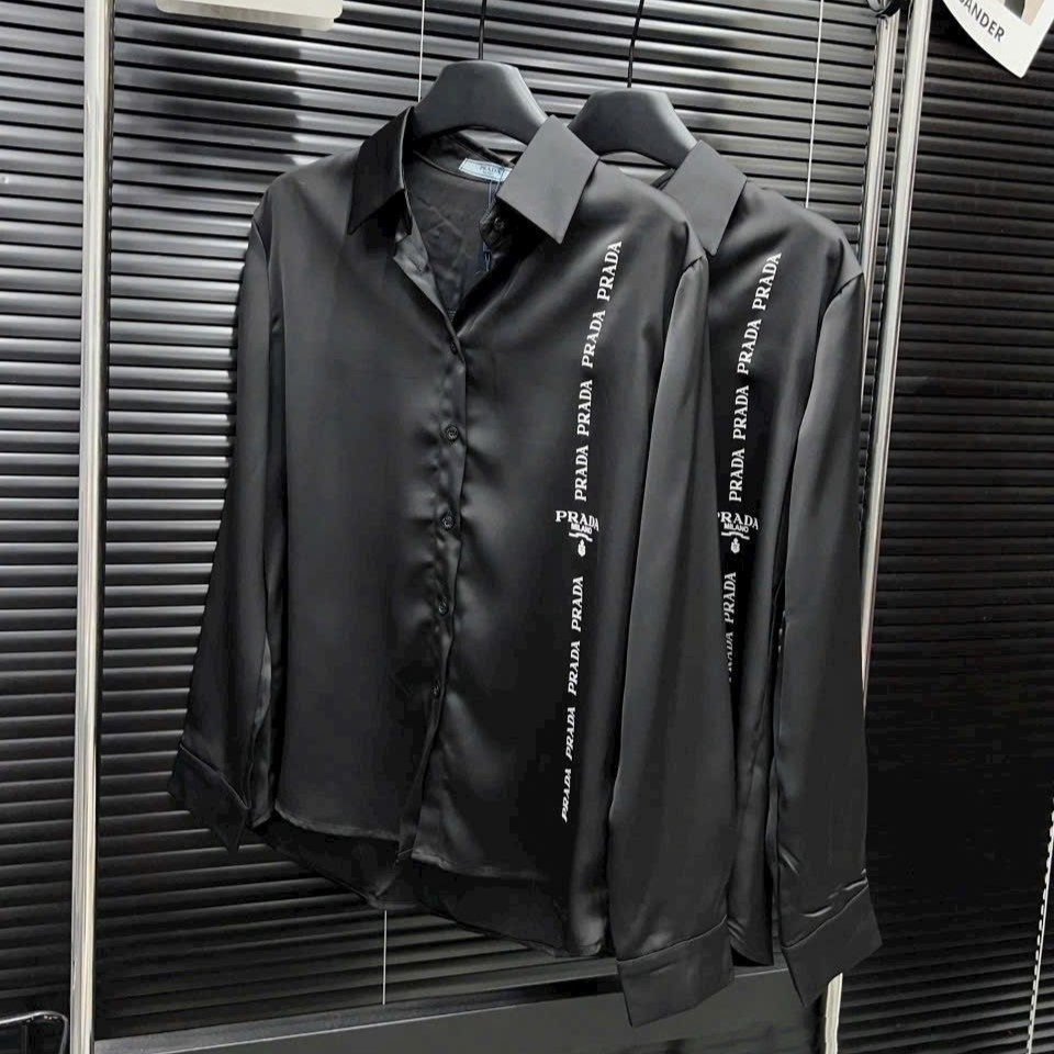 Áo sơ mi lụa nữ màu đen Prada 7